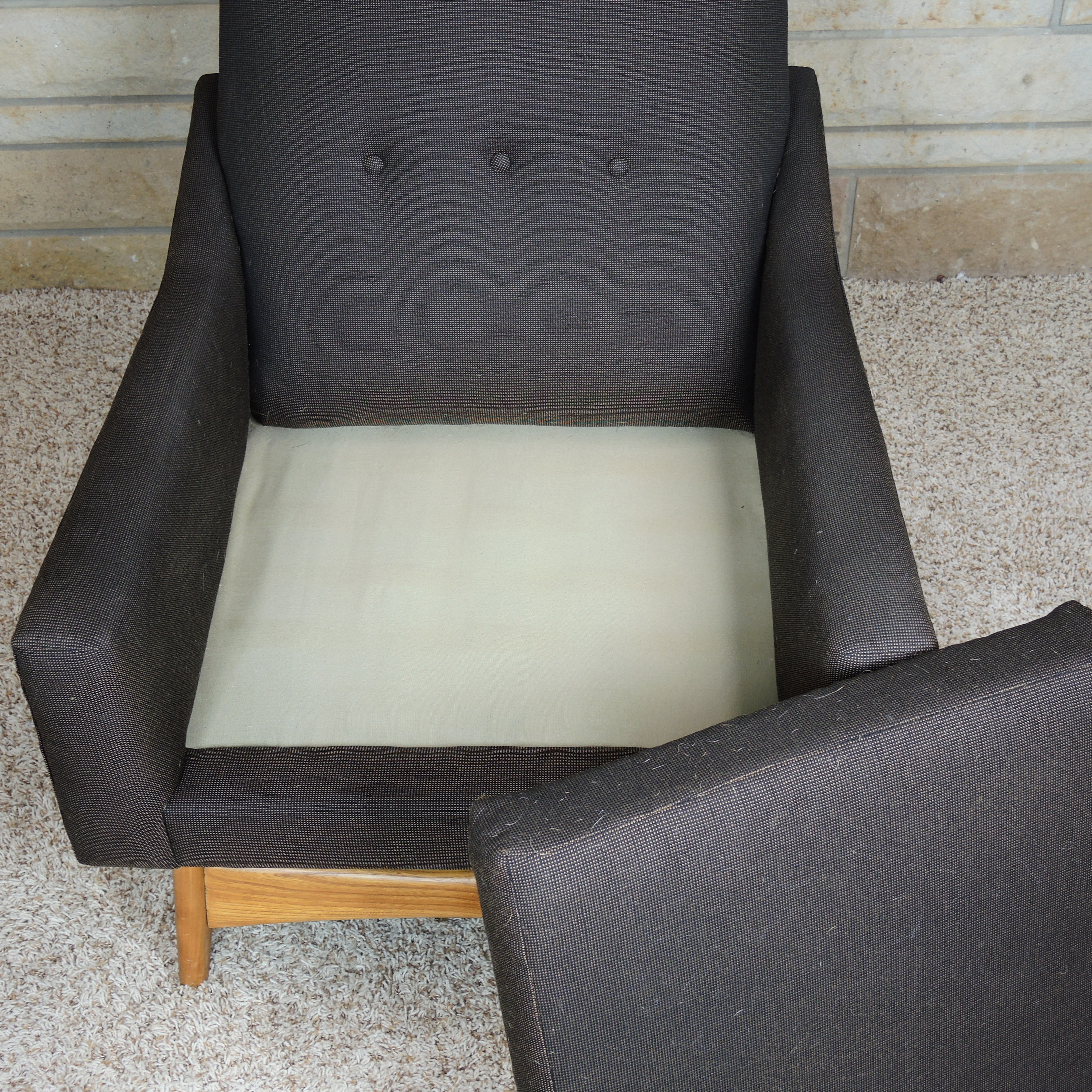 Kroehler Mid Century Modern Upholstered High-Back Armchair