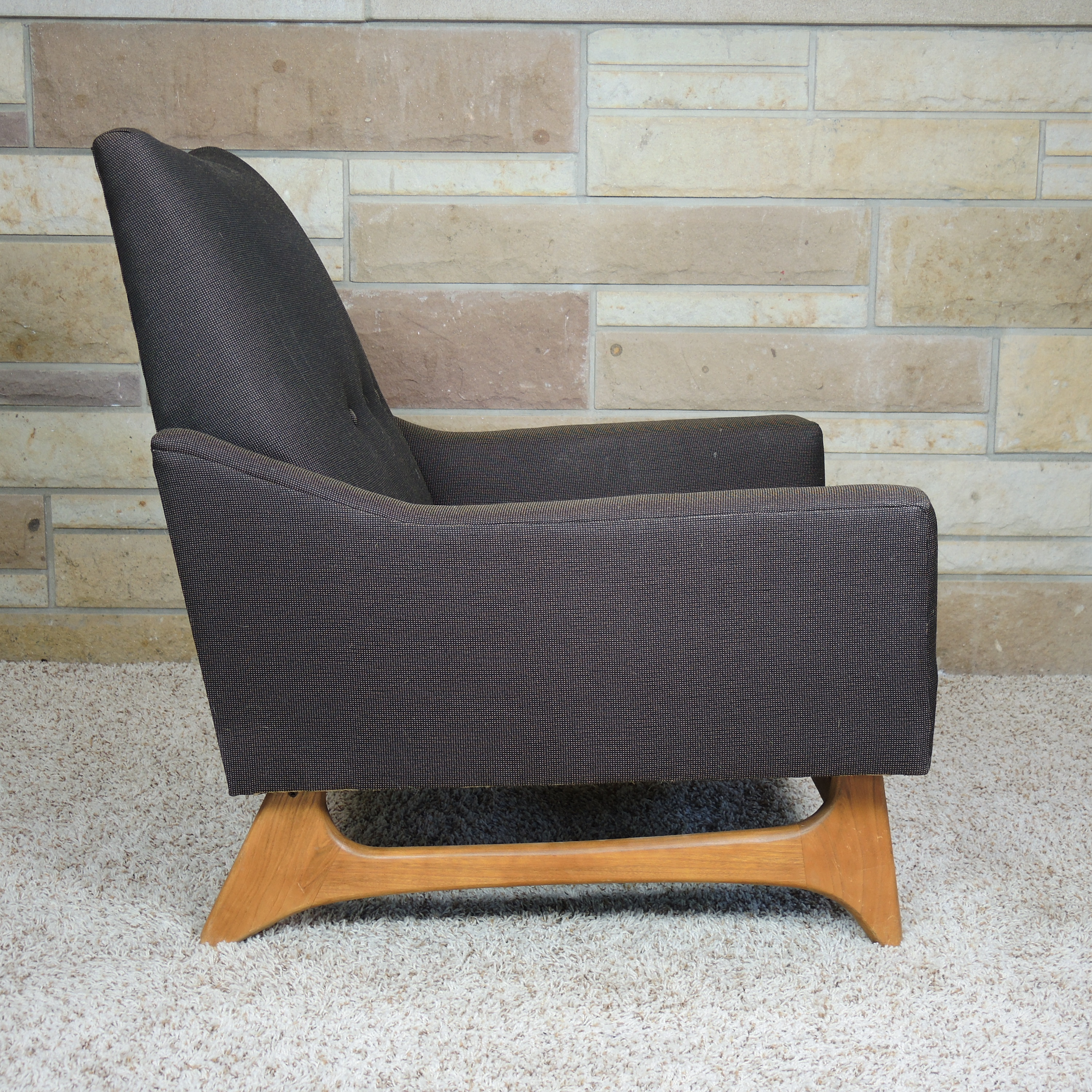 Kroehler Mid Century Modern Upholstered High-Back Armchair