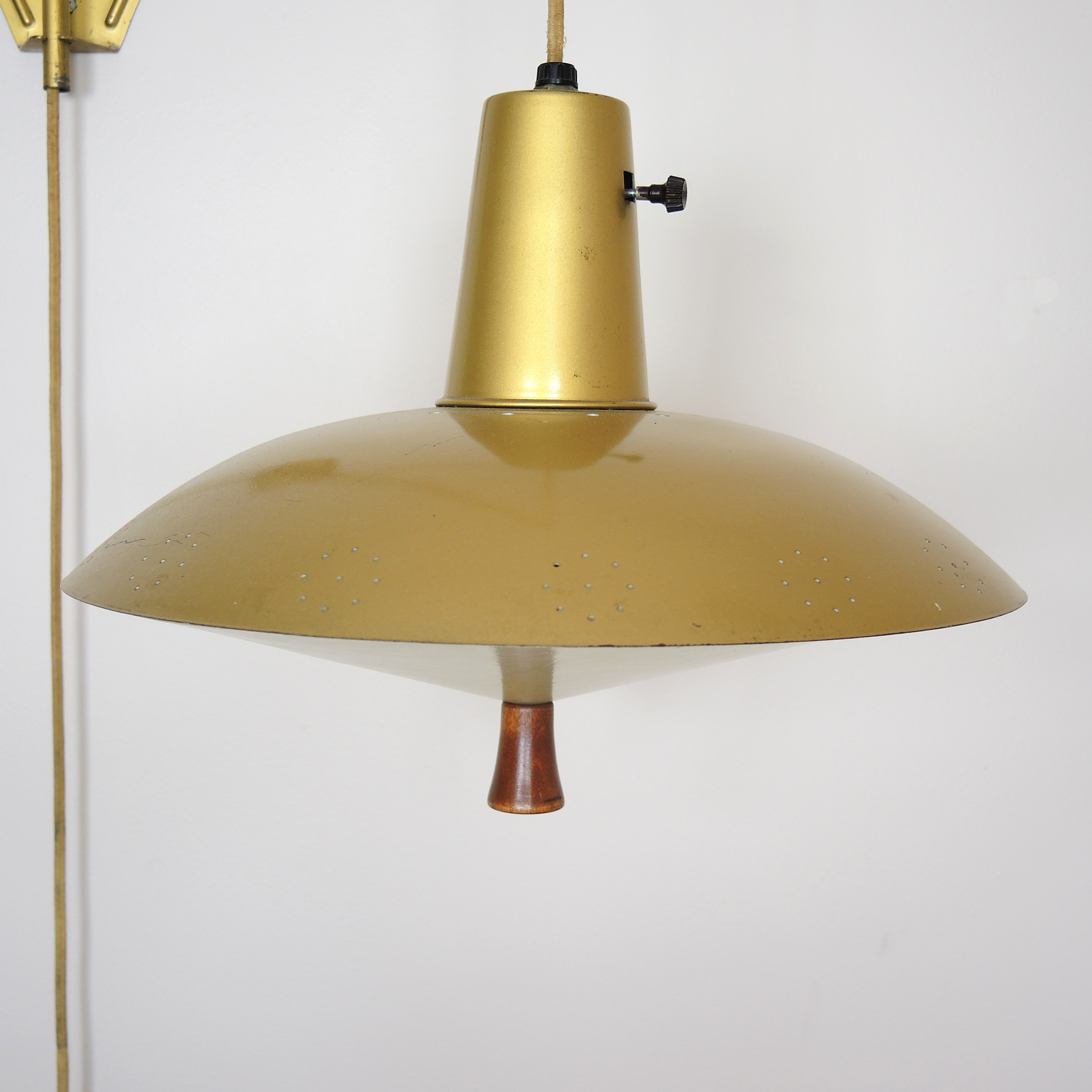 Mid Century Modern Berger Brass Adjustable Wall Lamp