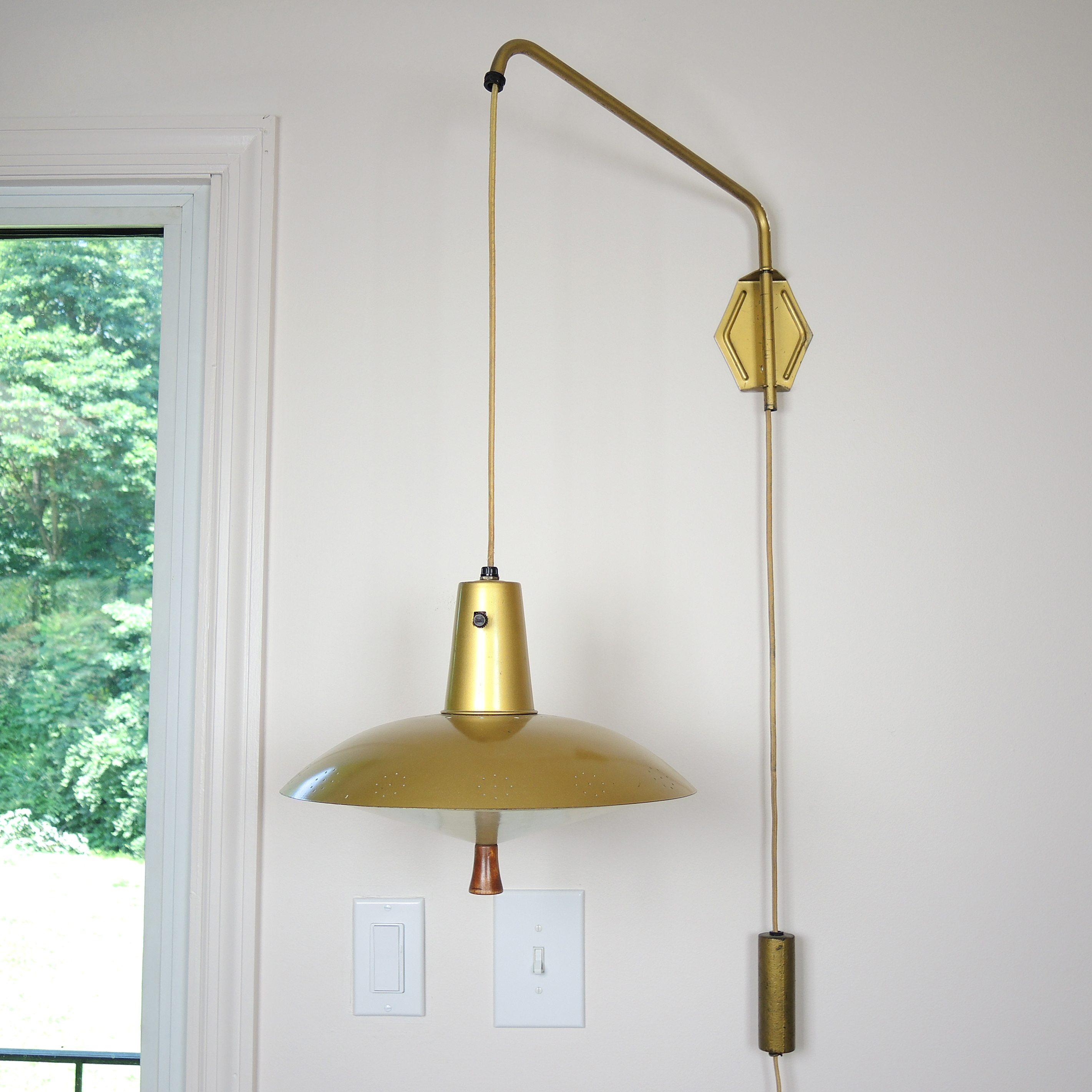 Mid Century Modern Berger Brass Adjustable Wall Lamp