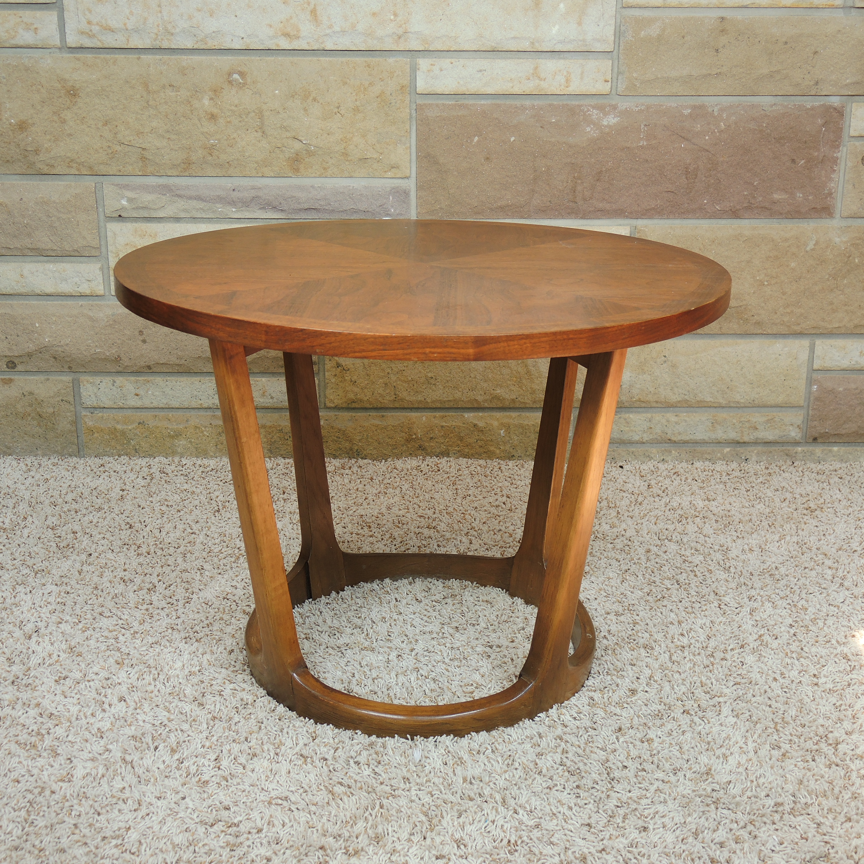 Lane Furniture Mid Century Modern Circular Walnut End Table, circa 1962