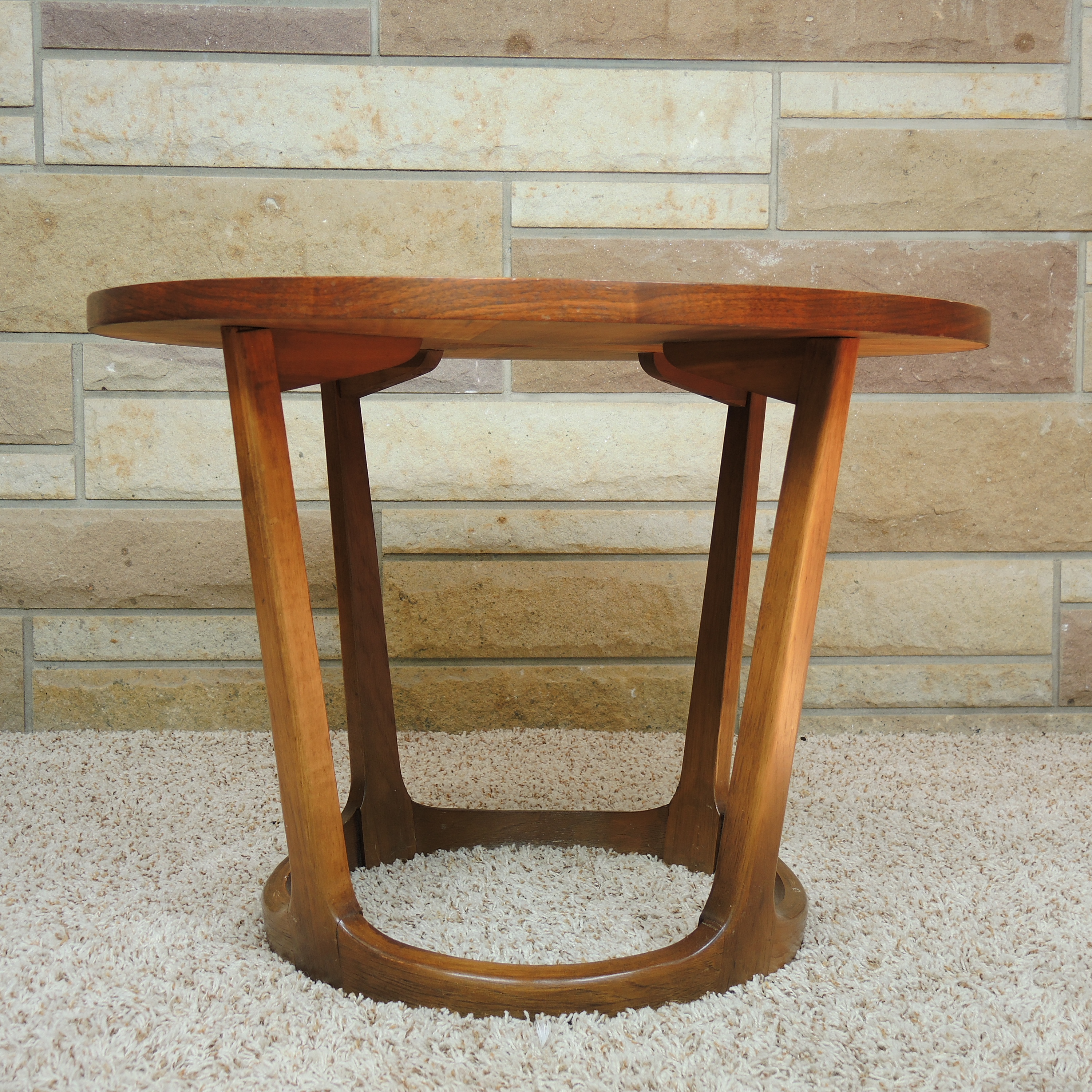 Lane Furniture Mid Century Modern Circular Walnut End Table, circa 1962