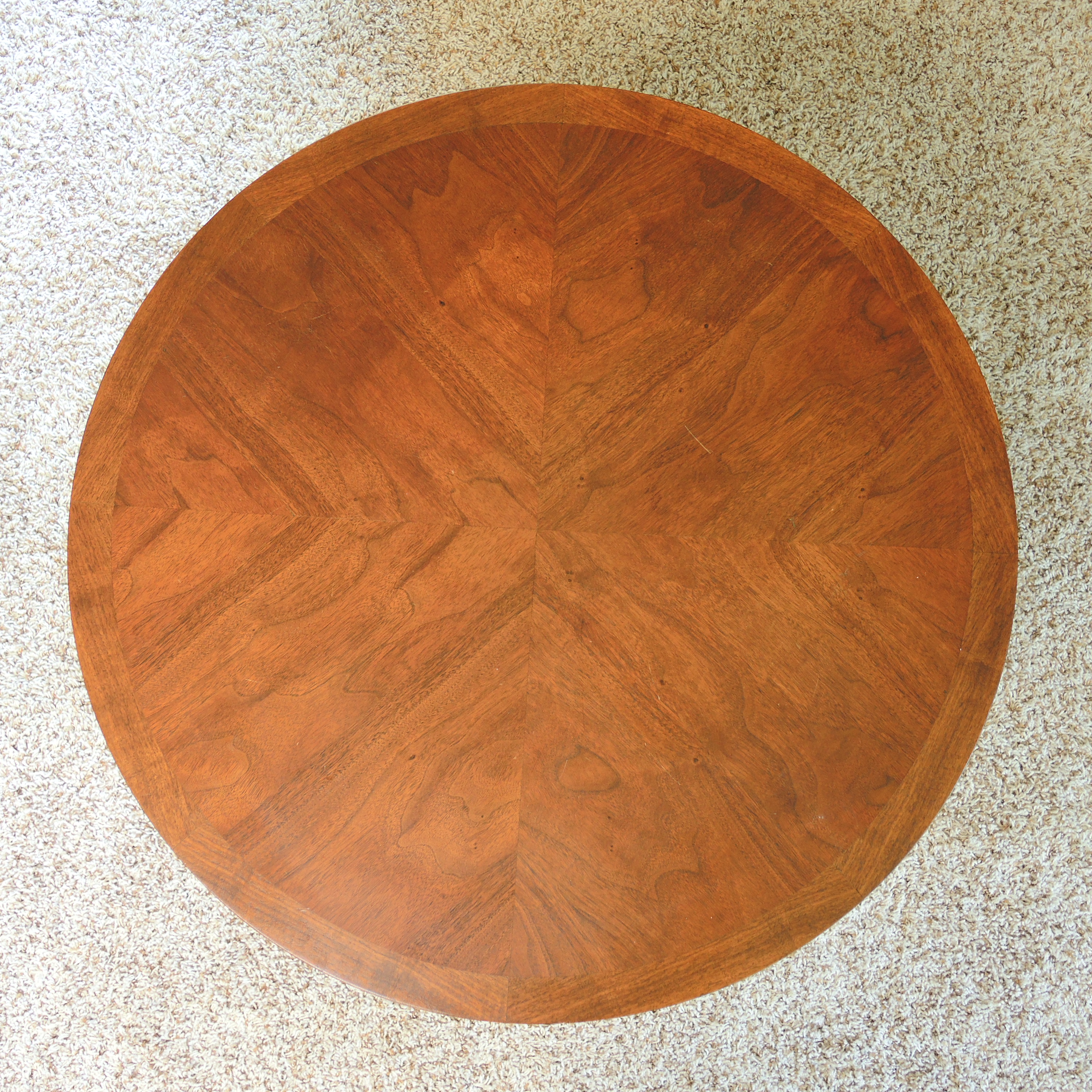 Lane Furniture Mid Century Modern Circular Walnut End Table, circa 1962