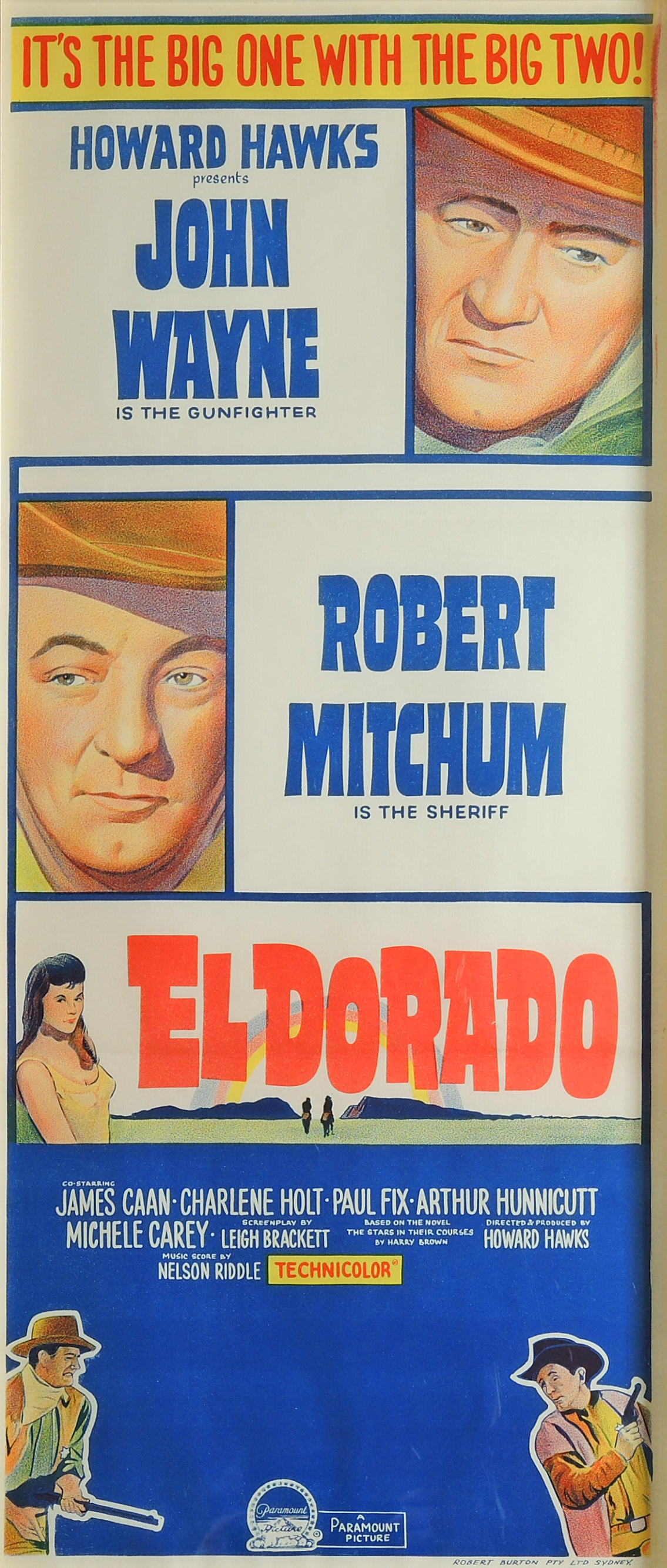 Framed "El Dorado" Lithograph Insert Movie Poster, Mid 20th Century