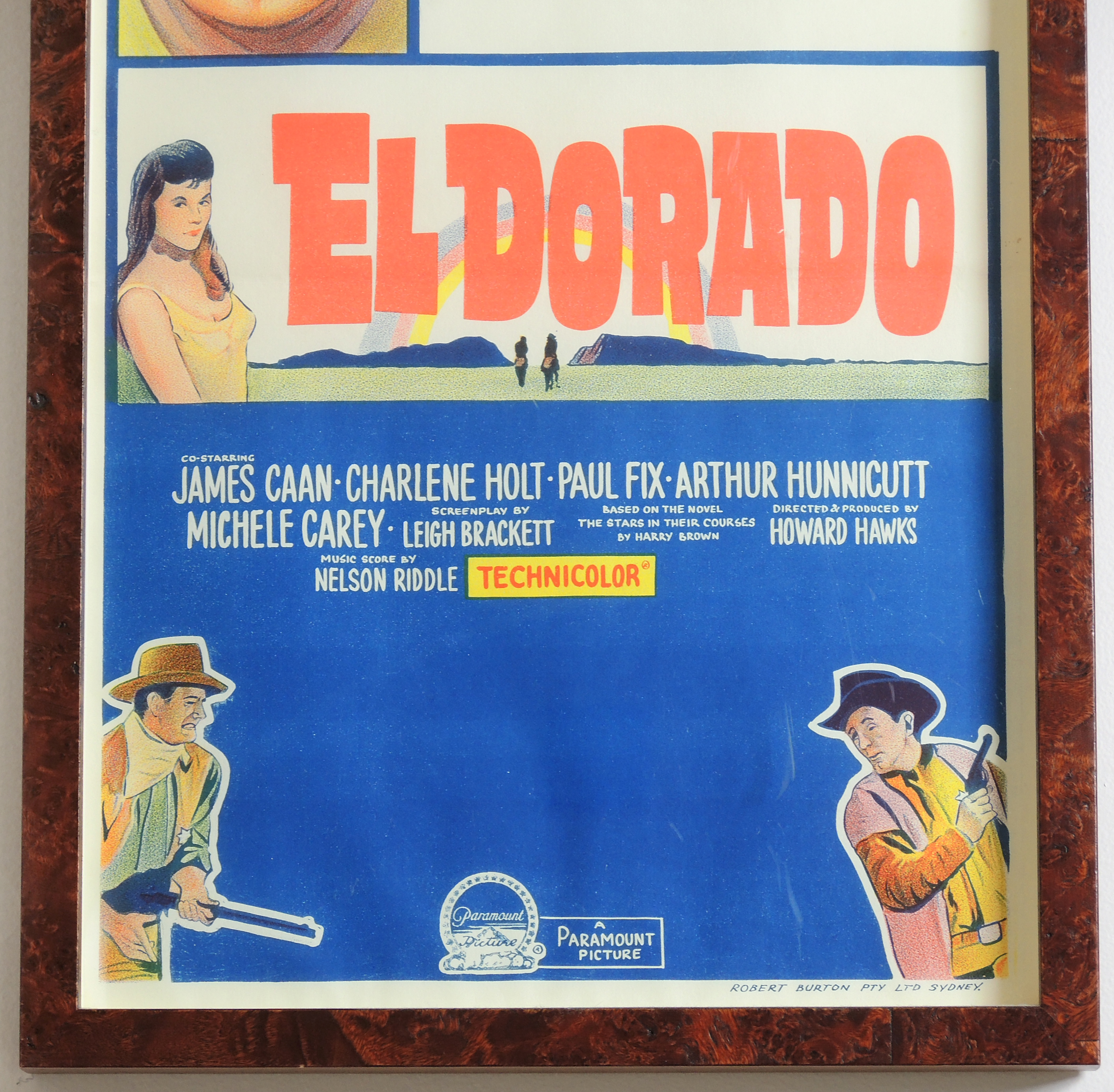 Framed "El Dorado" Lithograph Insert Movie Poster, Mid 20th Century