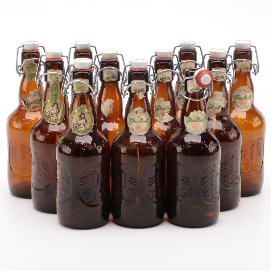 Grolsch Lager Amber Swing Top Beer Bottles, Early to Mid-20th Century