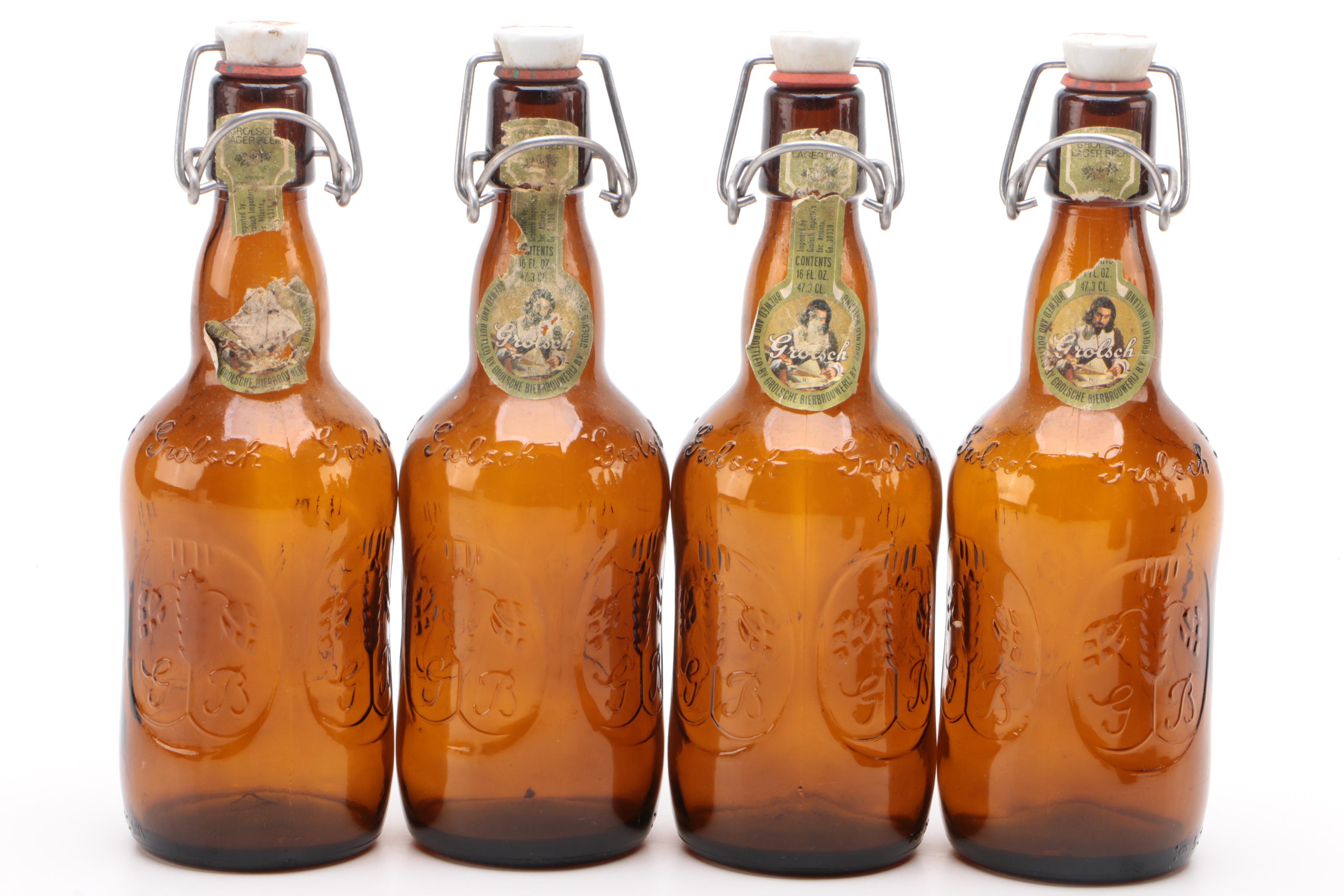 Grolsch Lager Amber Swing Top Beer Bottles, Early to Mid-20th Century