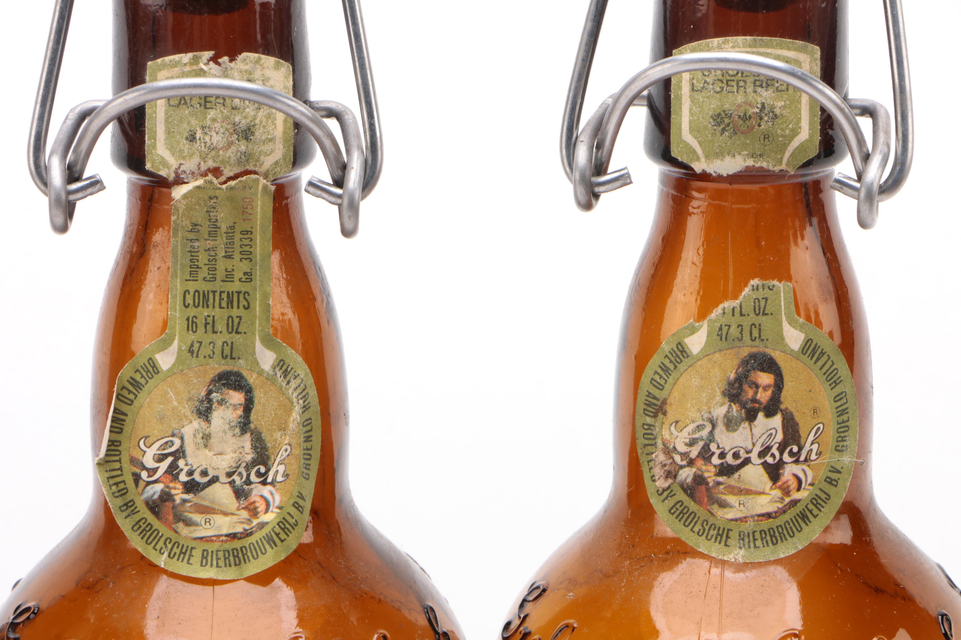 Grolsch Lager Amber Swing Top Beer Bottles, Early to Mid-20th Century