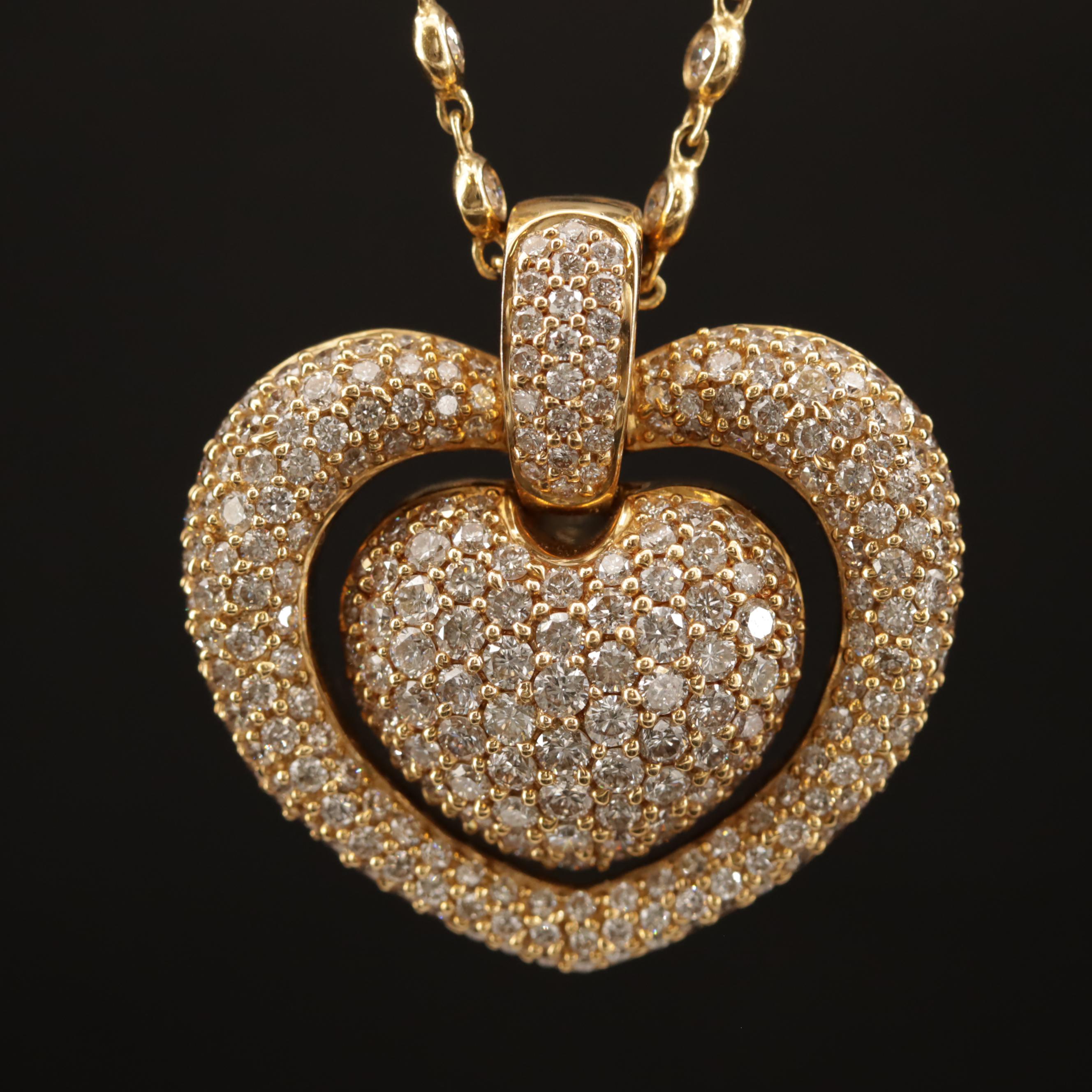 Sonia Bitton 18K 4.04 CTW Diamond Heart Pendant on 2.02 CTW Diamond Chain