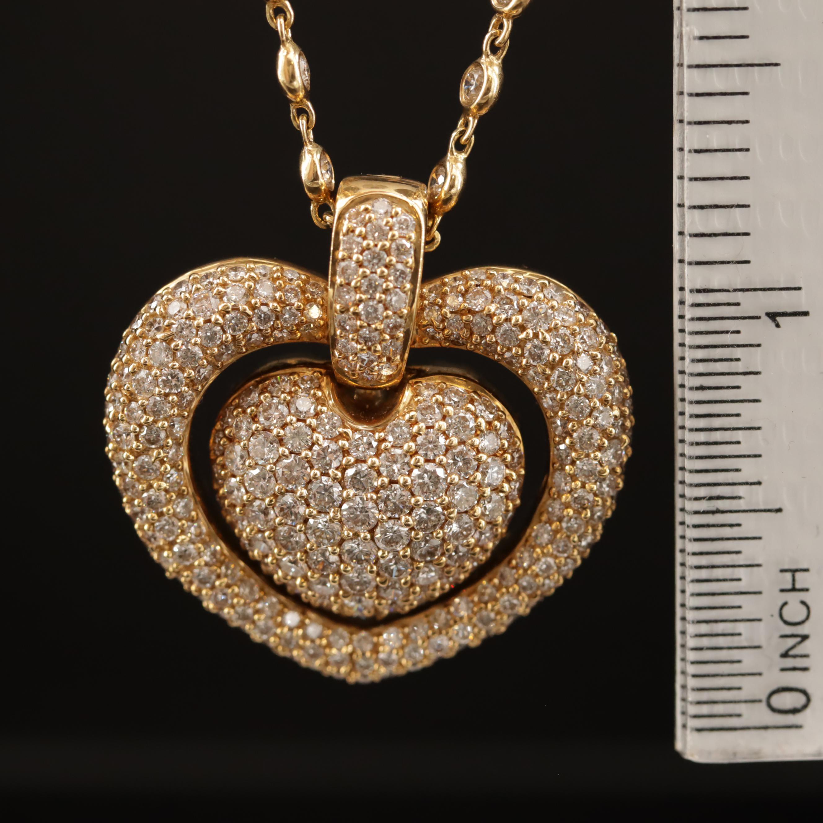 Sonia Bitton 18K 4.04 CTW Diamond Heart Pendant on 2.02 CTW Diamond Chain