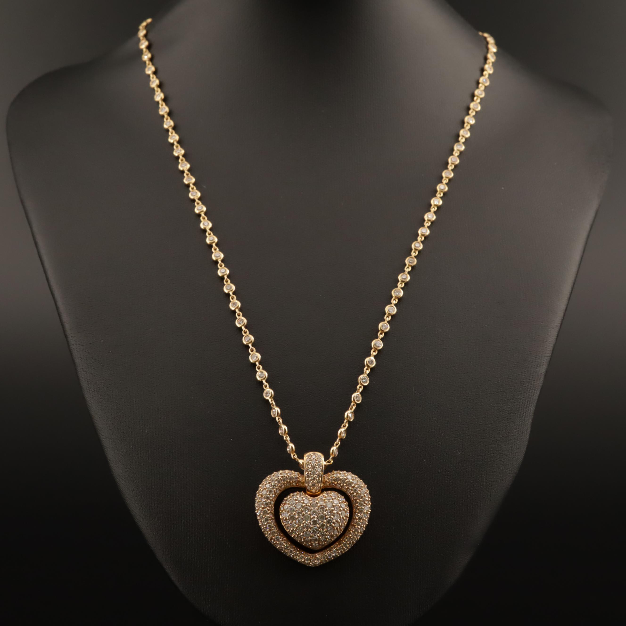 Sonia Bitton 18K 4.04 CTW Diamond Heart Pendant on 2.02 CTW Diamond Chain