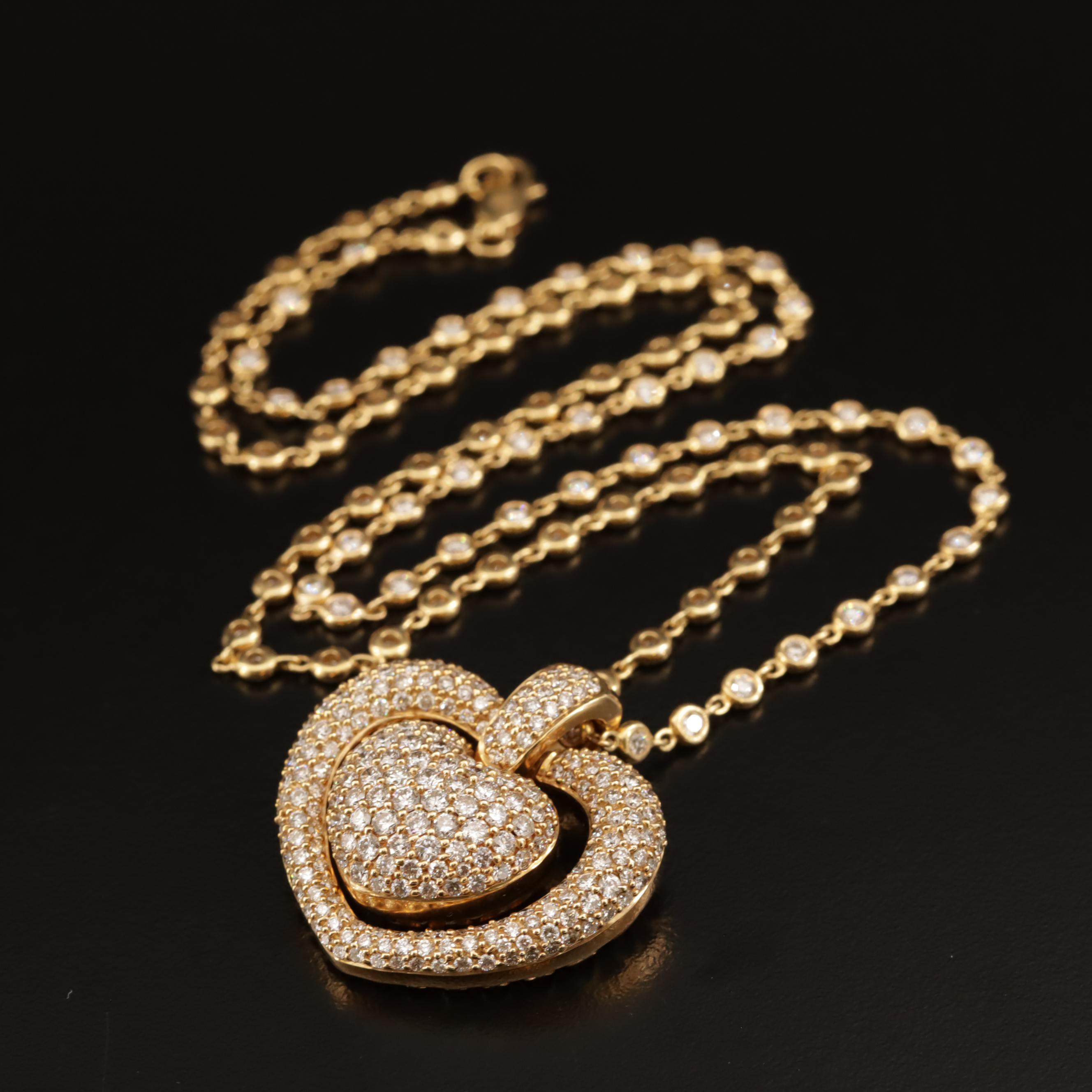 Sonia Bitton 18K 4.04 CTW Diamond Heart Pendant on 2.02 CTW Diamond Chain