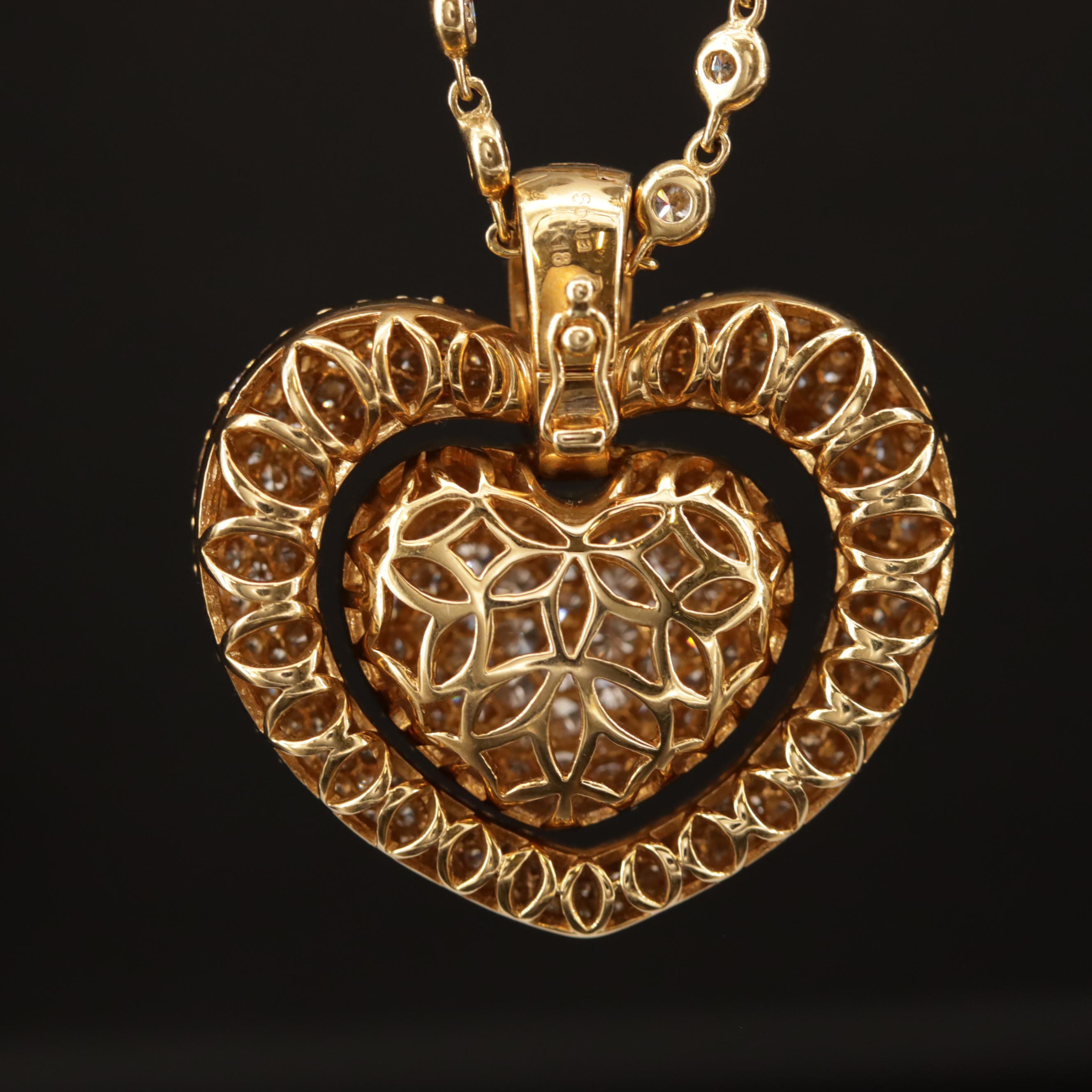 Sonia Bitton 18K 4.04 CTW Diamond Heart Pendant on 2.02 CTW Diamond Chain