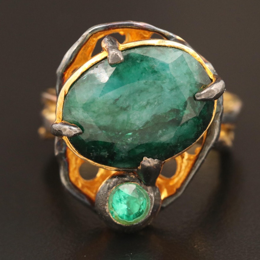 Sterling Sillimanite and Glass Ring