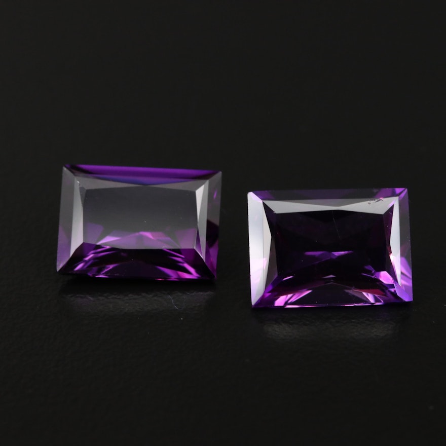 Matched Pair of Loose 12.37 CTW  Amethysts