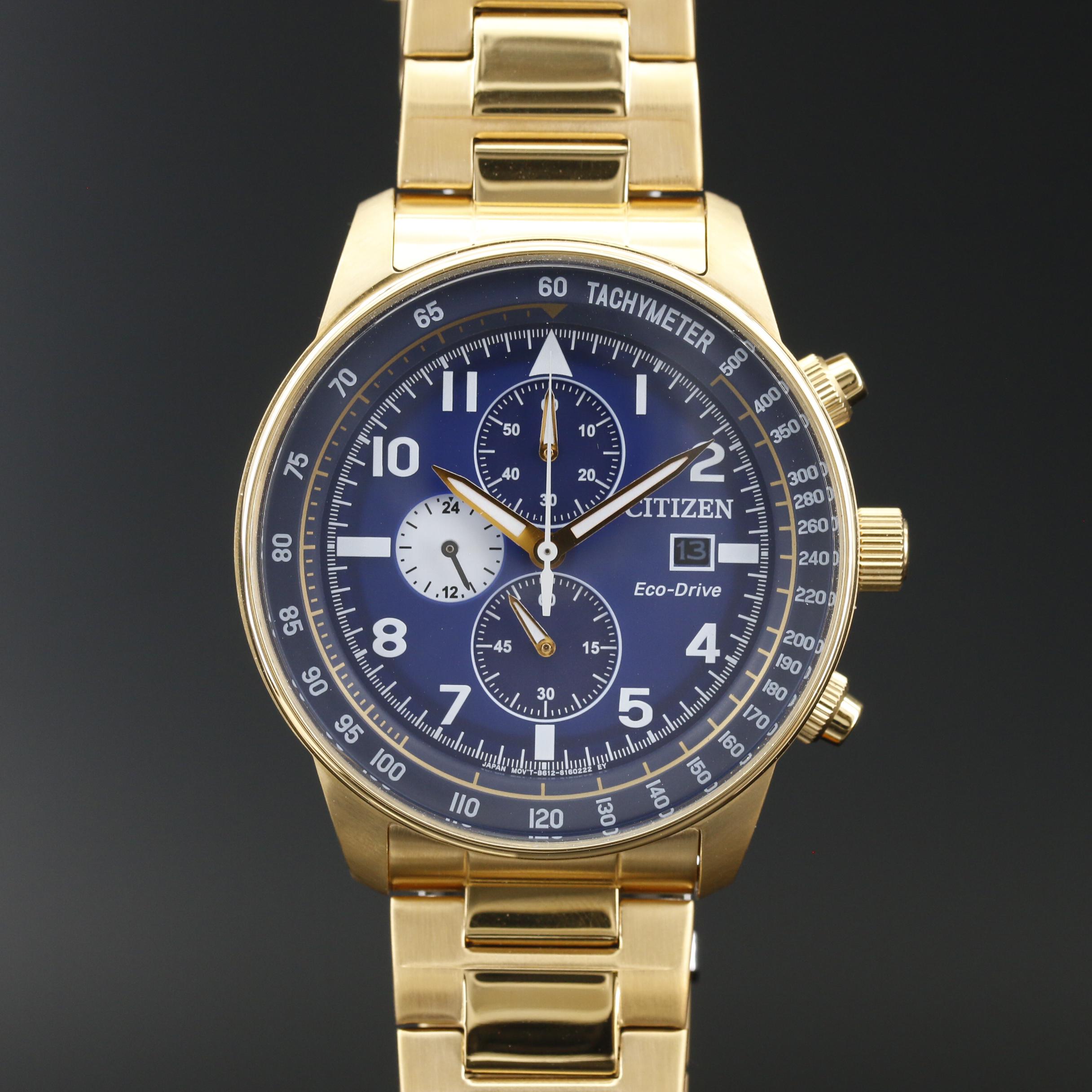 Citizen Eco-Drive Brycen Chronograph Gold Tone Quartz Watch