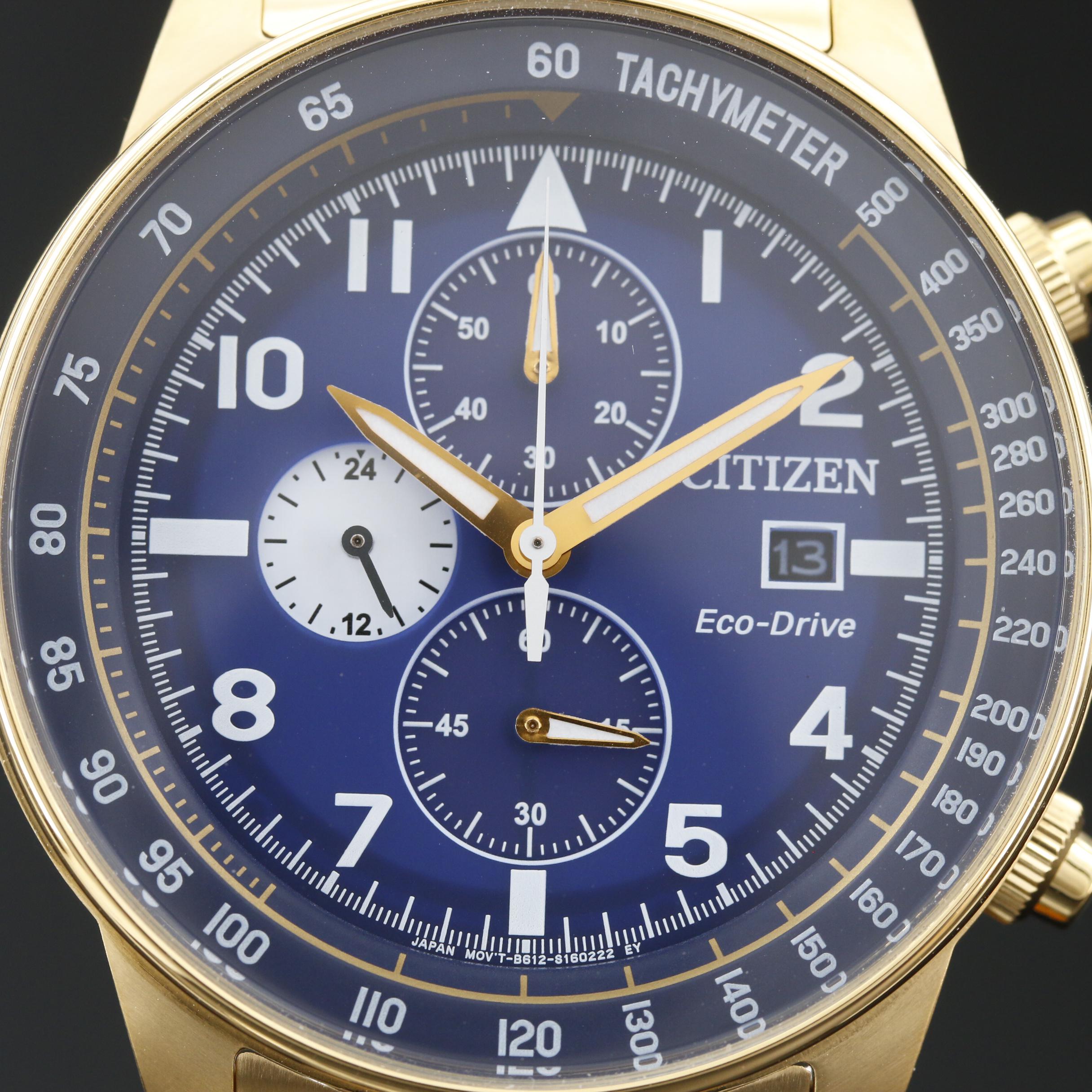 Citizen Eco-Drive Brycen Chronograph Gold Tone Quartz Watch