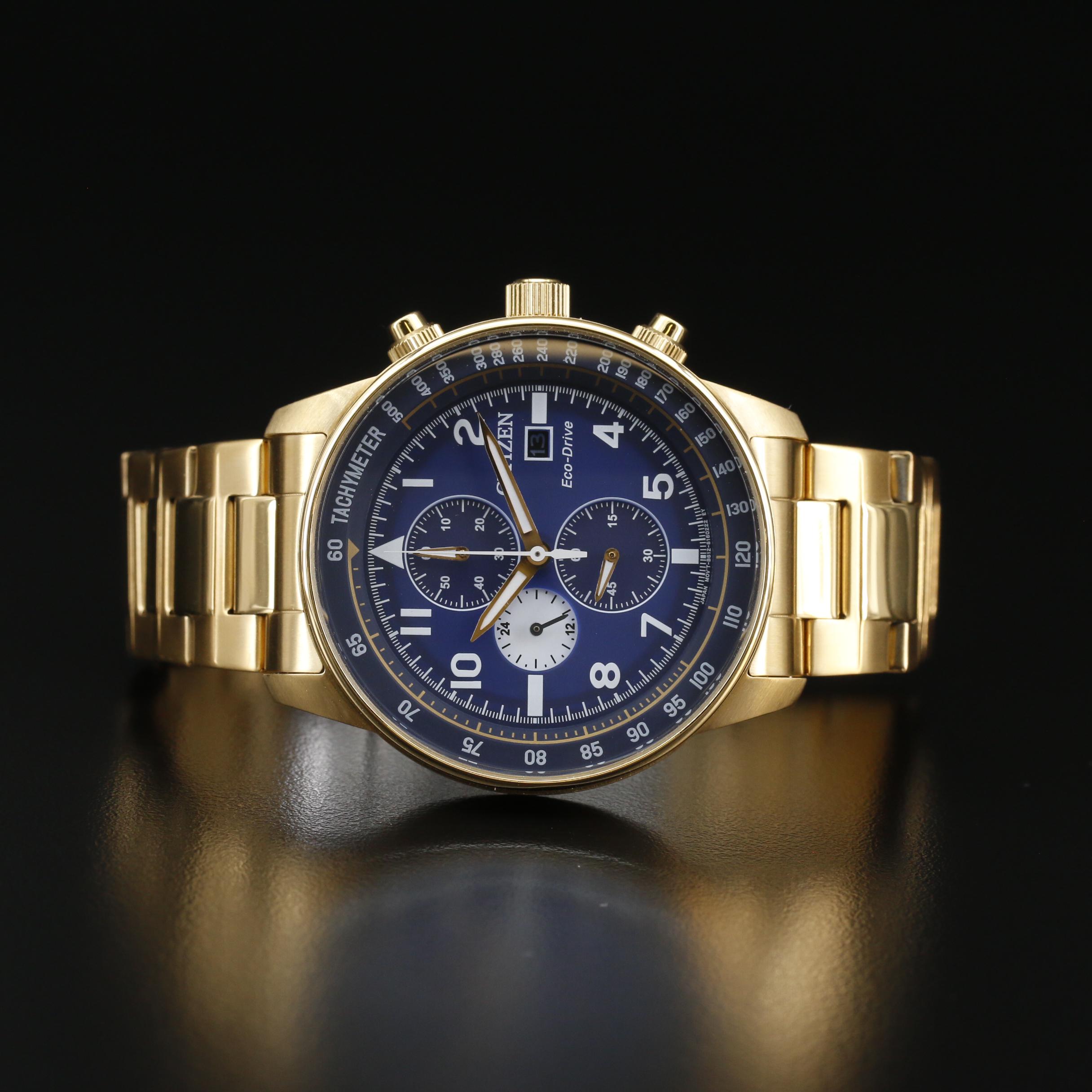 Citizen Eco-Drive Brycen Chronograph Gold Tone Quartz Watch