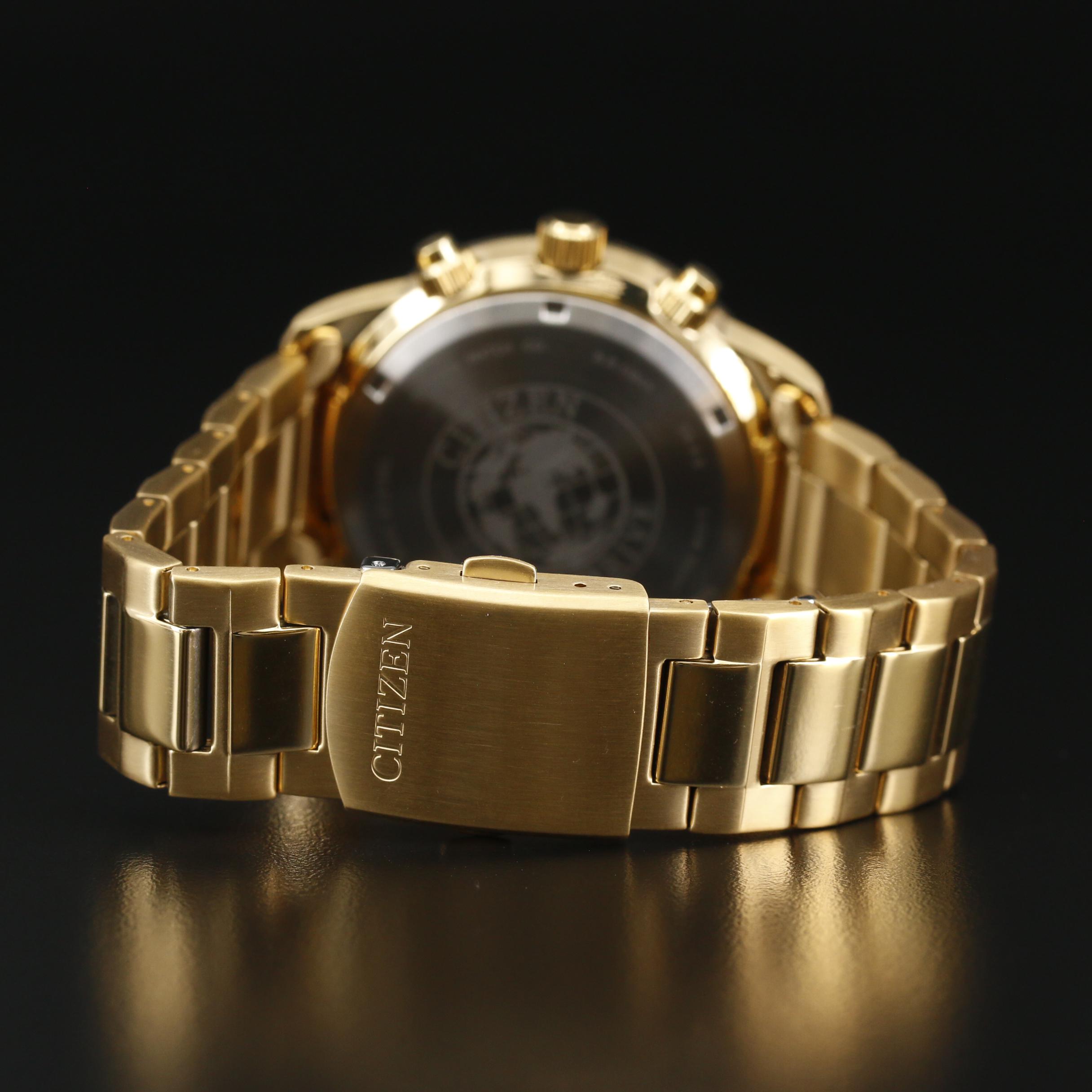 Citizen Eco-Drive Brycen Chronograph Gold Tone Quartz Watch