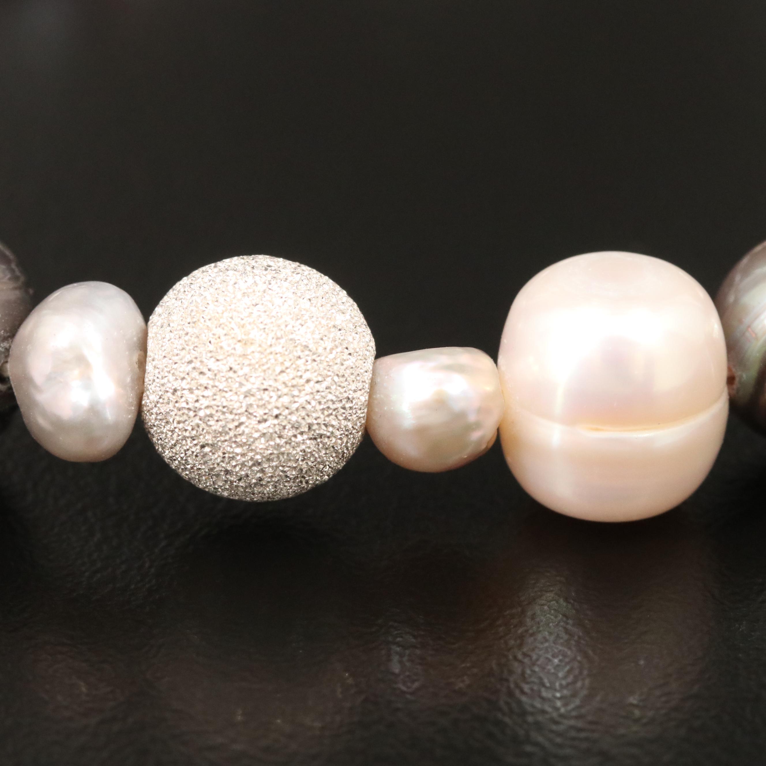 Pearl and Rock Crystal Quartz Bracelet with Sterling Clasp