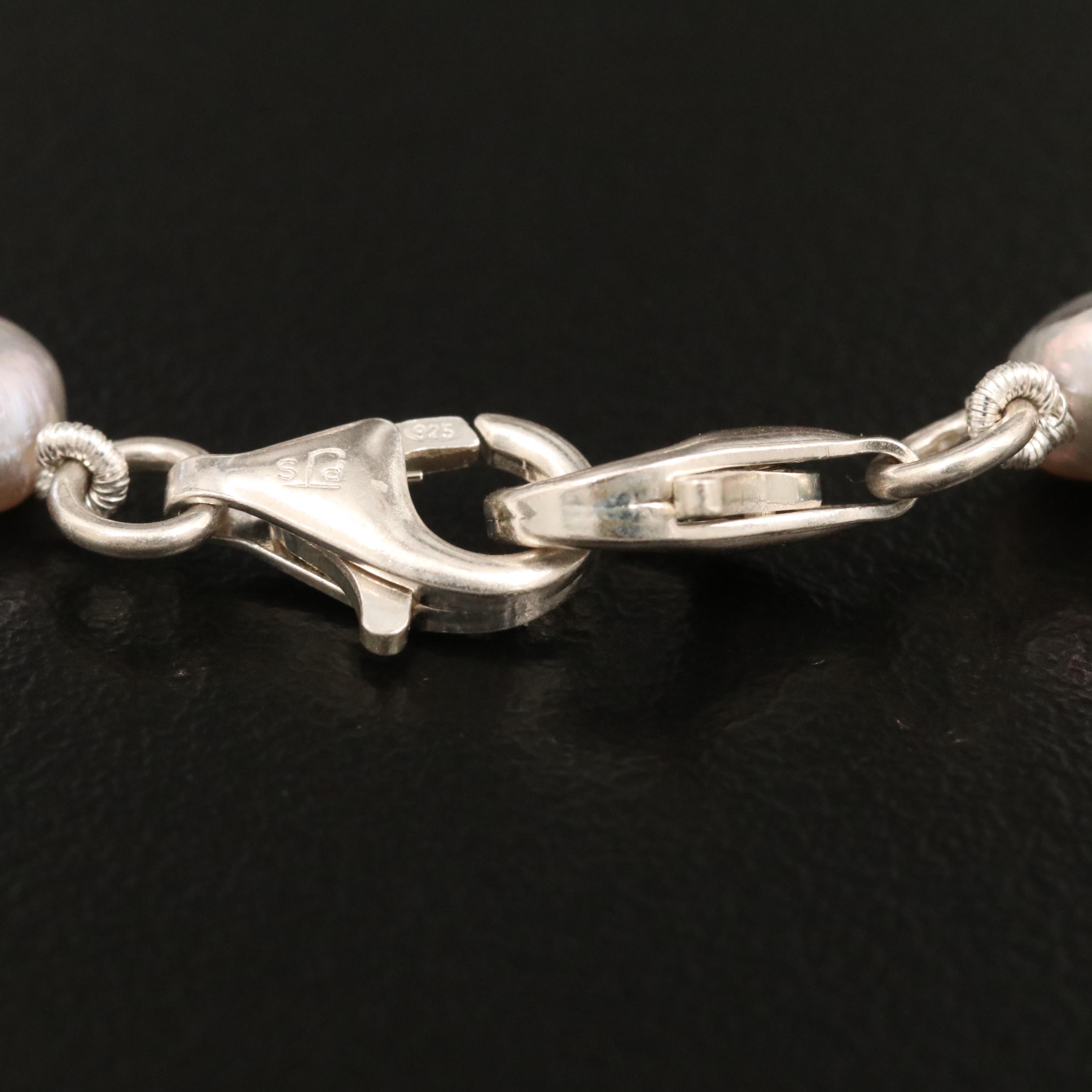 Pearl and Rock Crystal Quartz Bracelet with Sterling Clasp