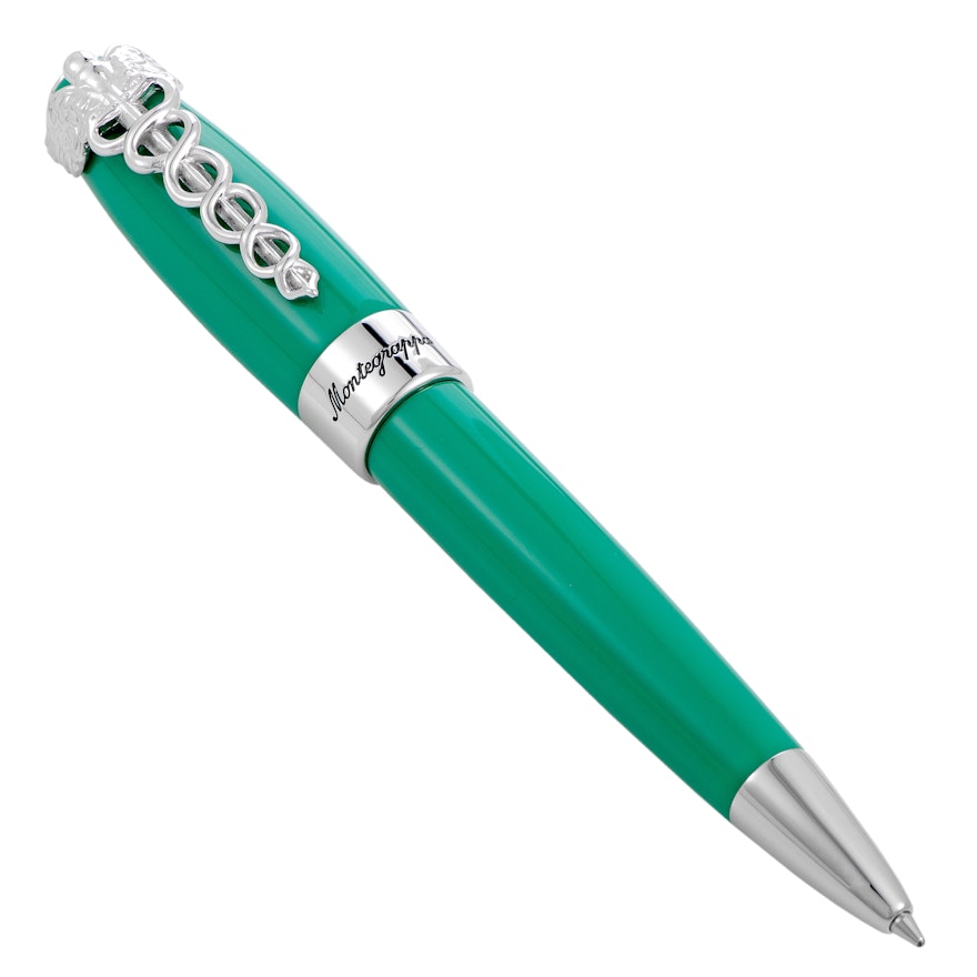 Montegrappa Caduceus Medical Green Resin and Palladium Ballpoint Pen