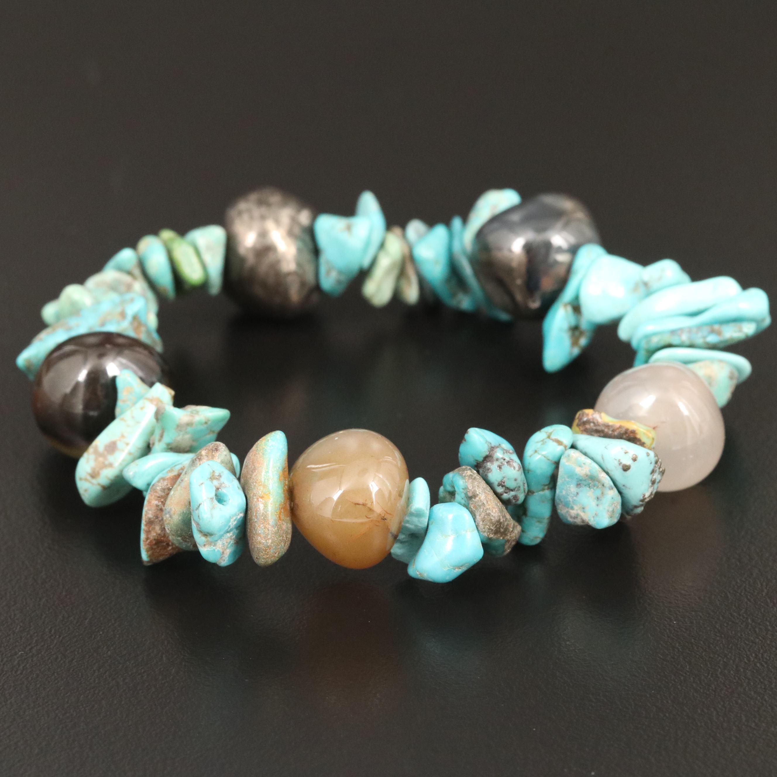 Turquoise and Agate Expandable Bracelet