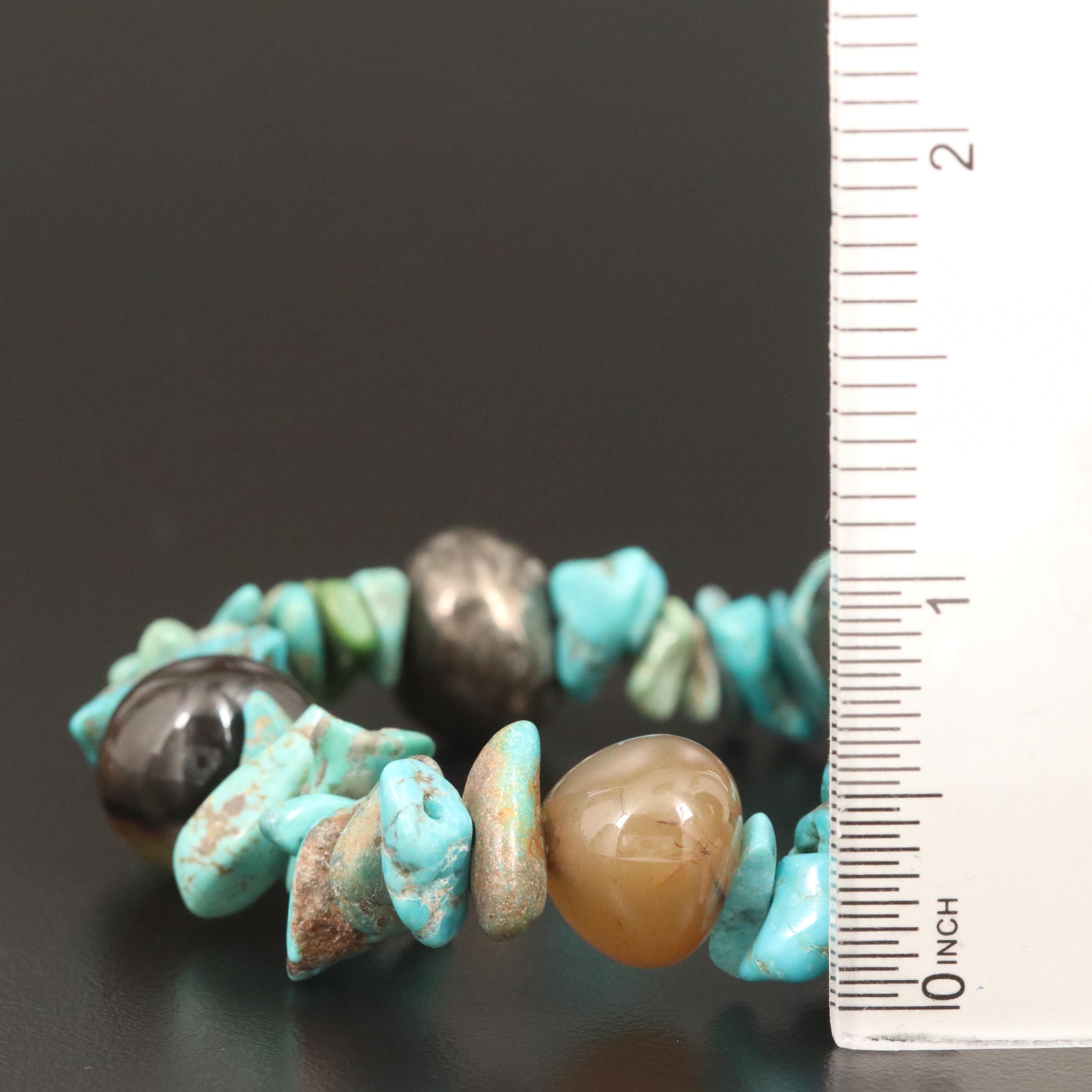 Turquoise and Agate Expandable Bracelet