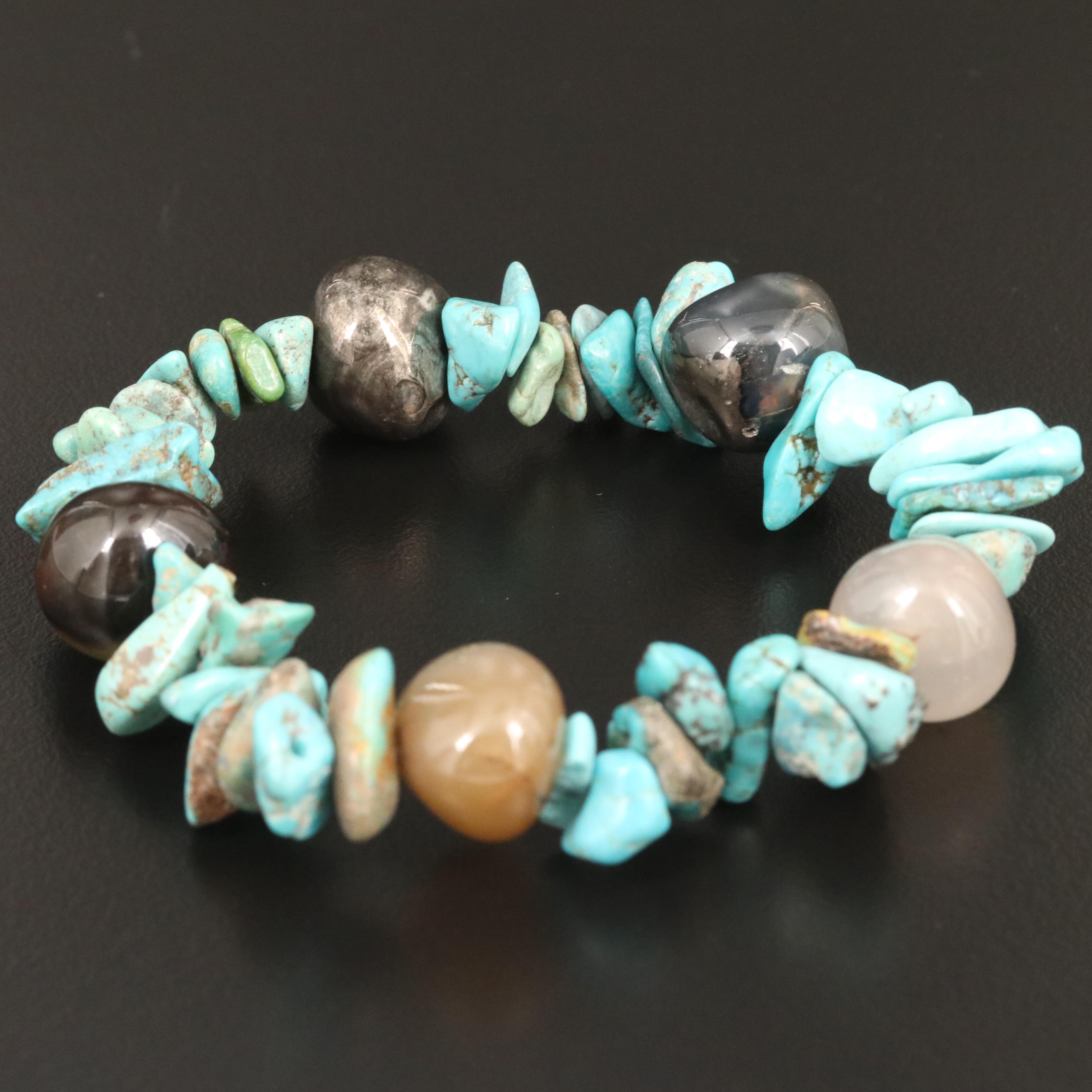 Turquoise and Agate Expandable Bracelet