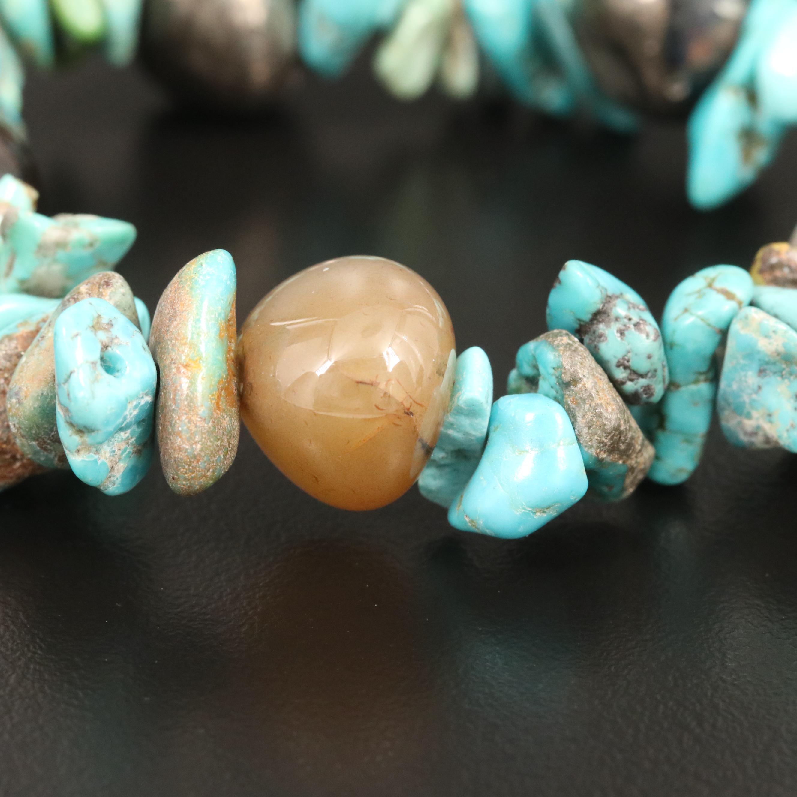 Turquoise and Agate Expandable Bracelet