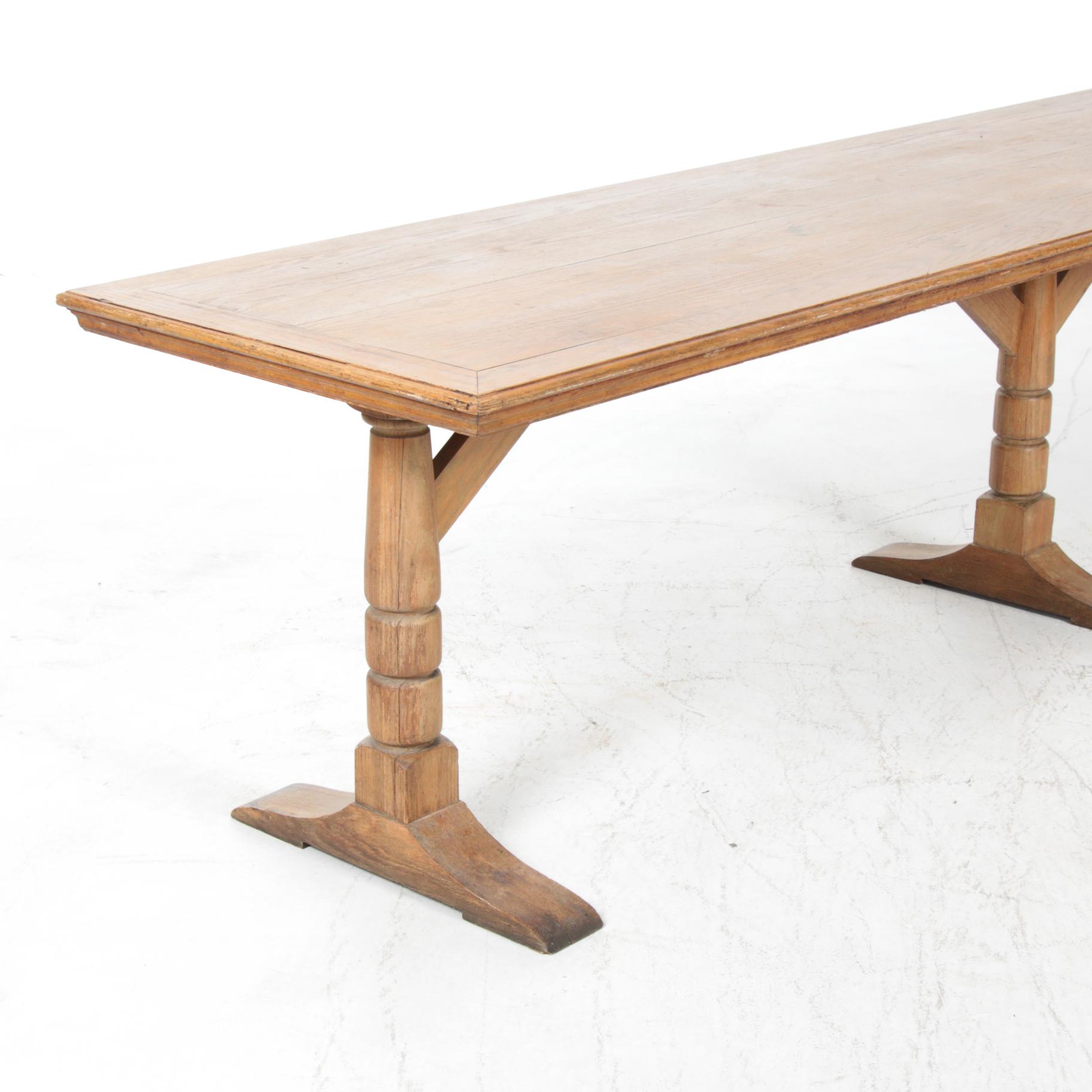 Oak Breadboard-Top Harvest Table, Mid-20th Century