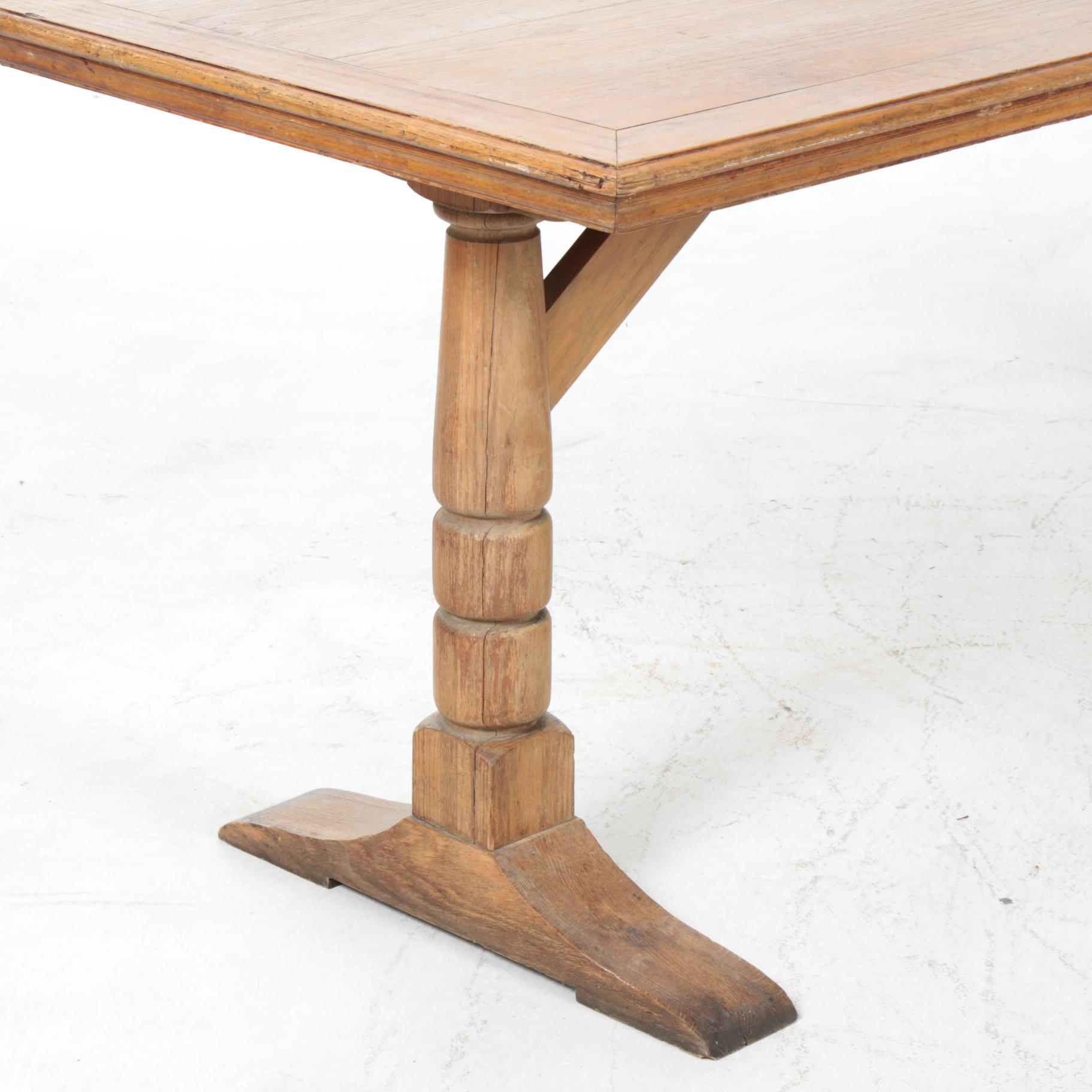 Oak Breadboard-Top Harvest Table, Mid-20th Century