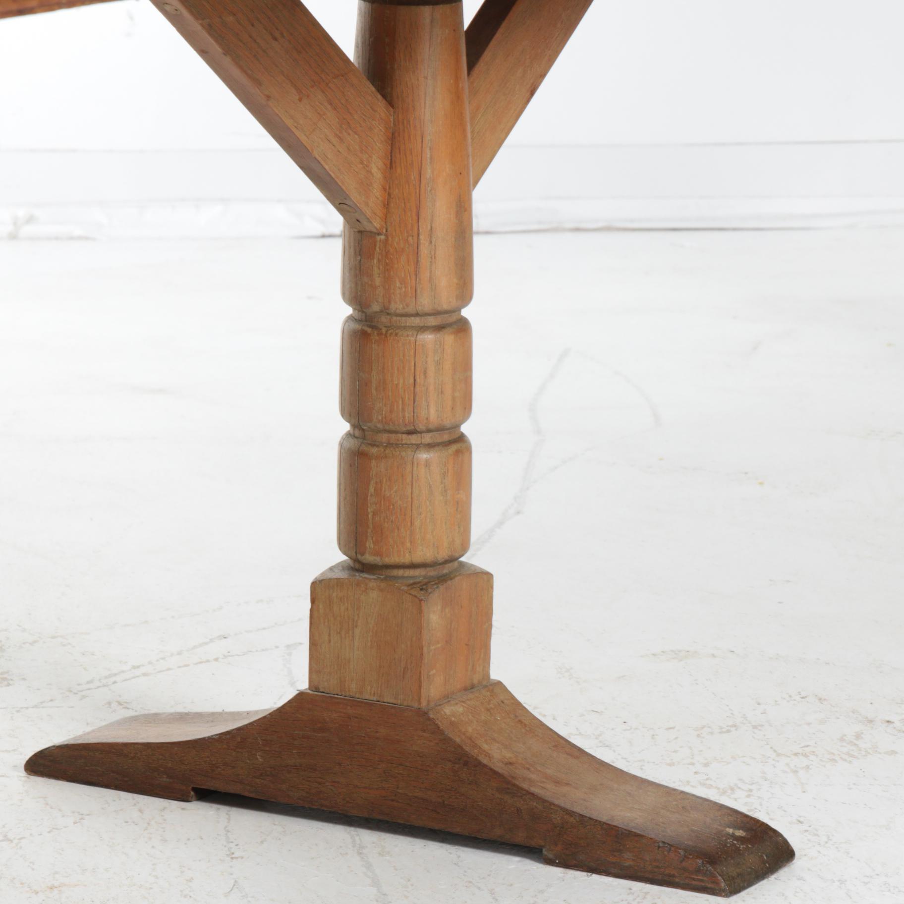 Oak Breadboard-Top Harvest Table, Mid-20th Century