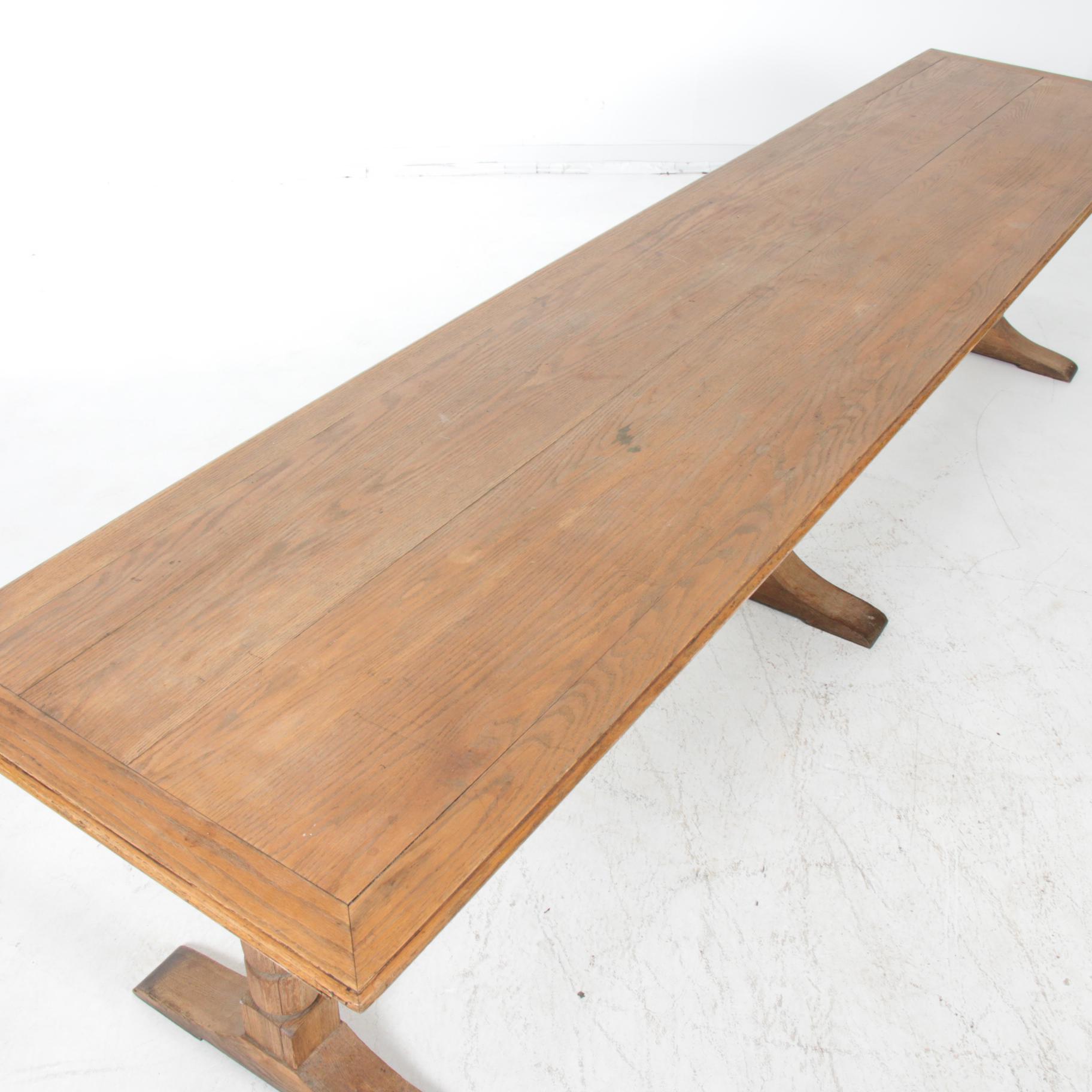 Oak Breadboard-Top Harvest Table, Mid-20th Century
