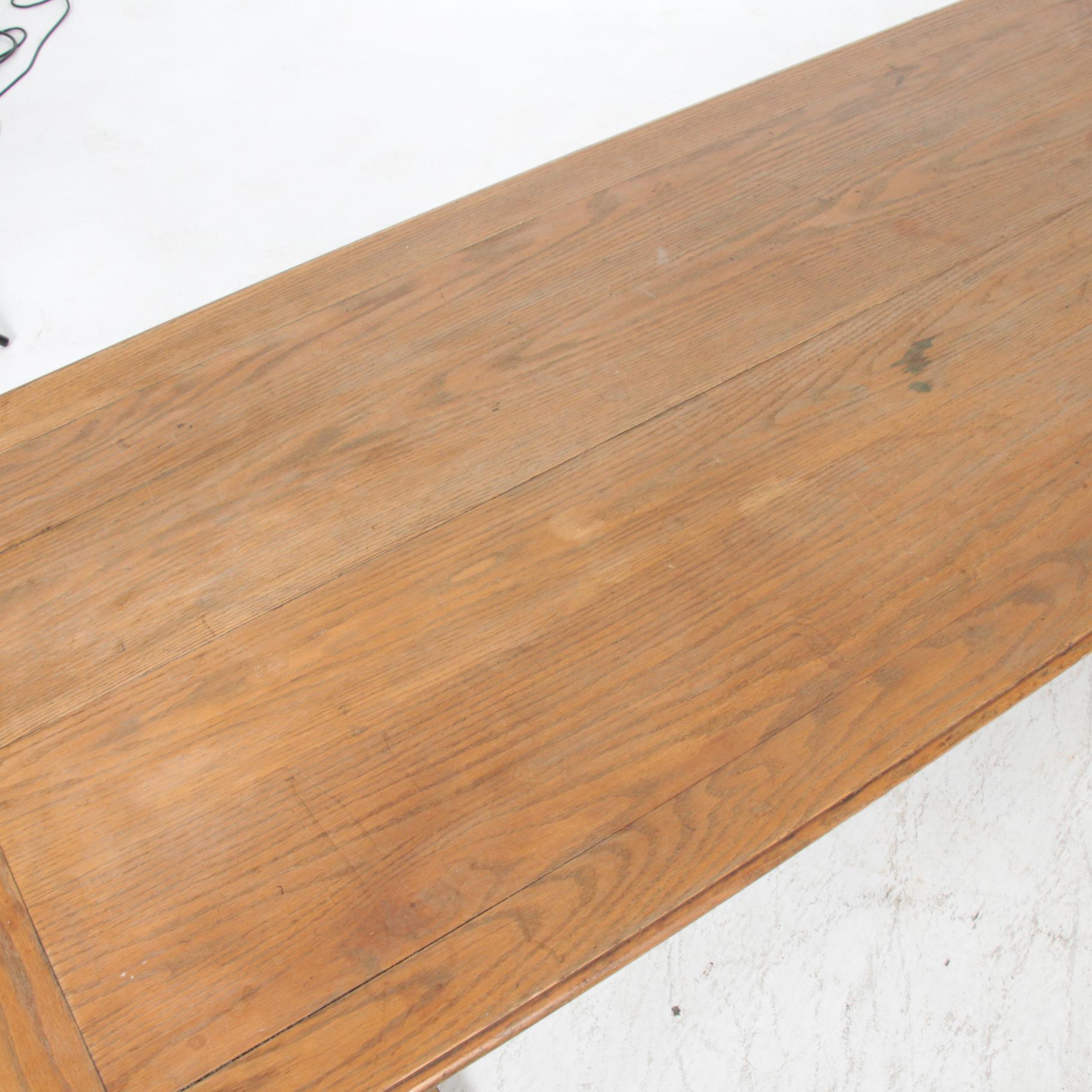 Oak Breadboard-Top Harvest Table, Mid-20th Century