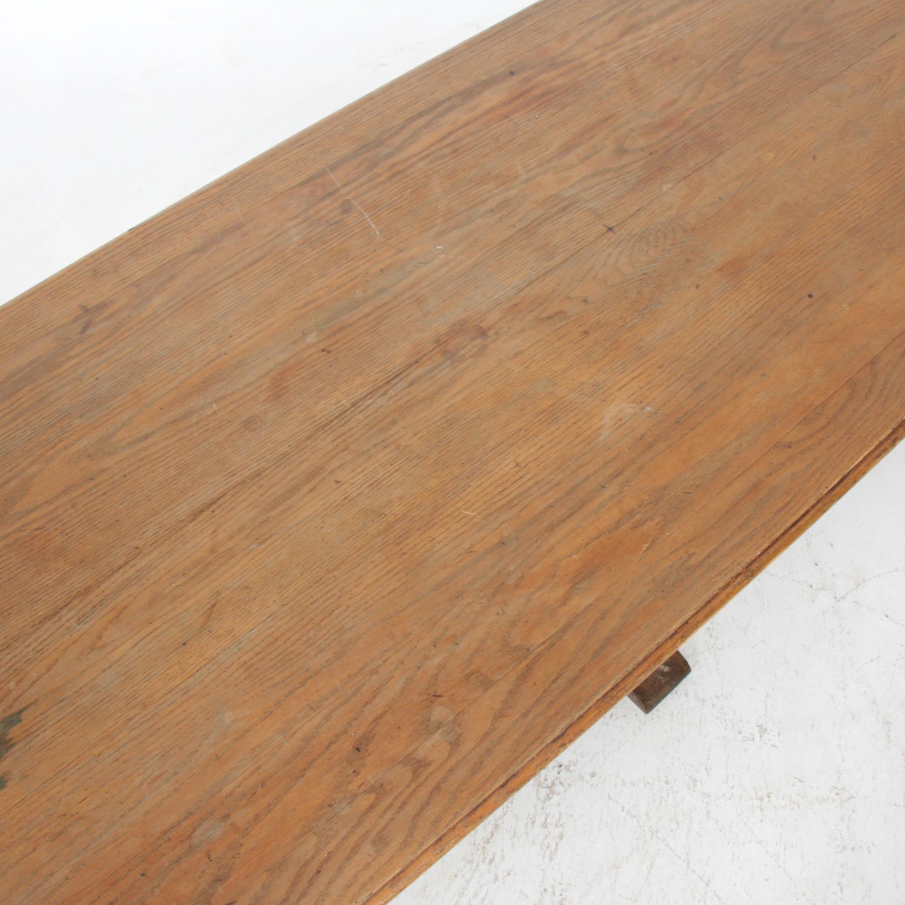 Oak Breadboard-Top Harvest Table, Mid-20th Century