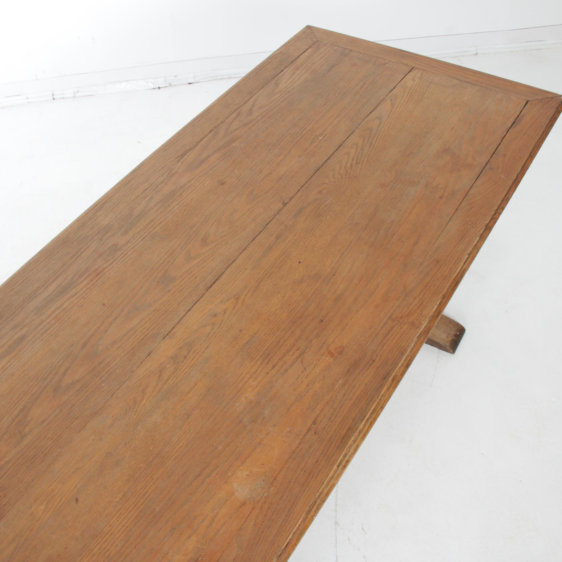 Oak Breadboard-Top Harvest Table, Mid-20th Century