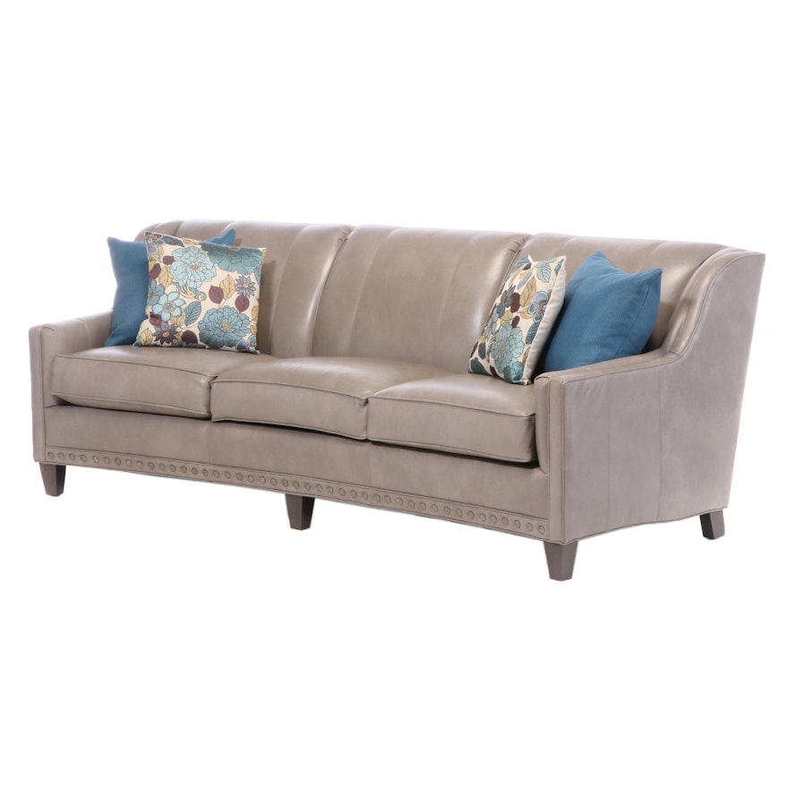 Smith Brothers of Berne Leather Conversation Sofa with Nailhead Trim
