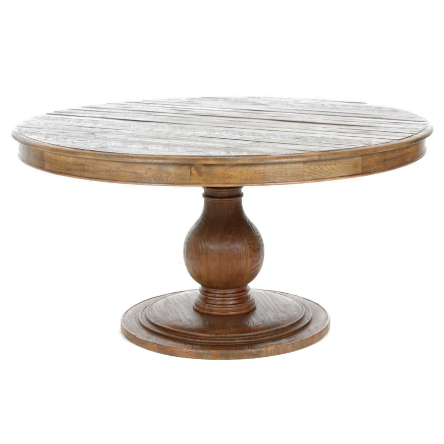 Arhaus Furniture Recycled Oak Pedestal Dining Table, 21st Century