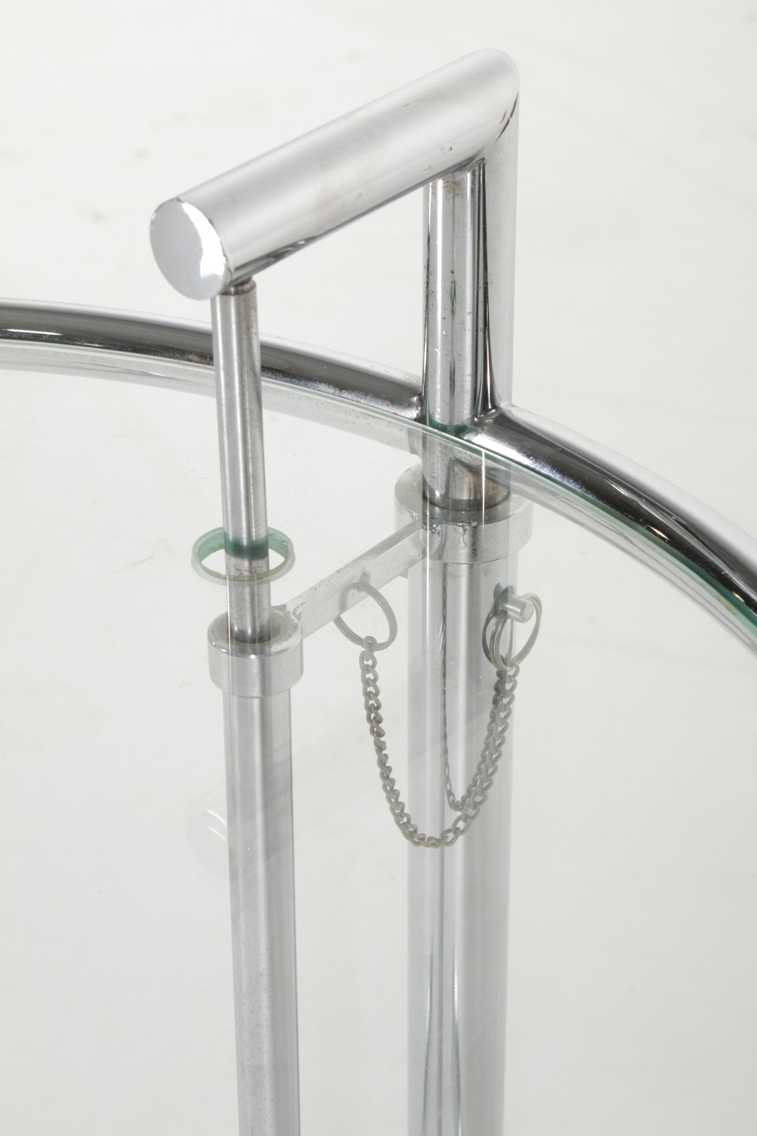Chrome and Glass Adjustable-Height End Table, after a Design by Greta Grossman
