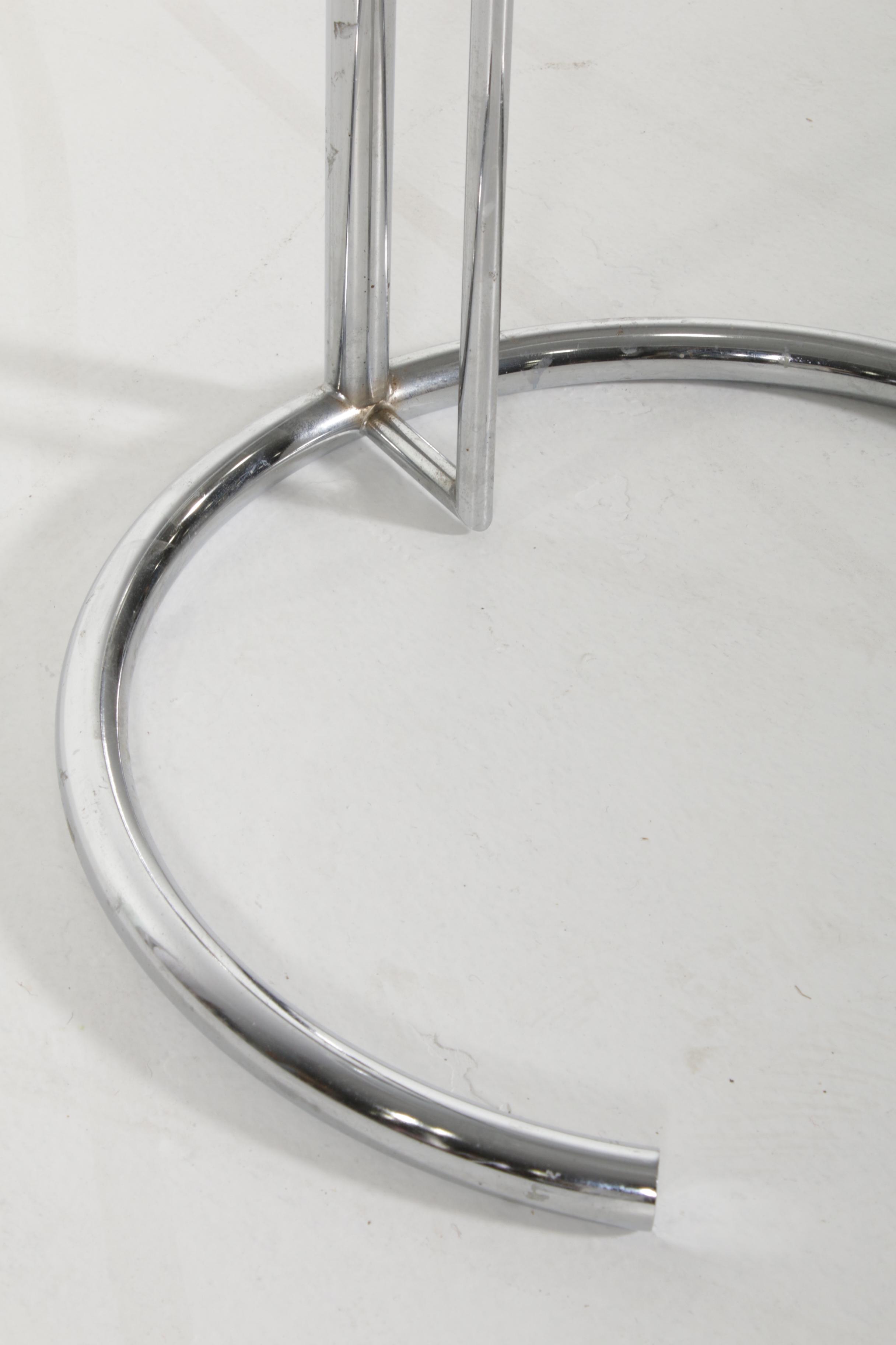 Chrome and Glass Adjustable-Height End Table, after a Design by Greta Grossman