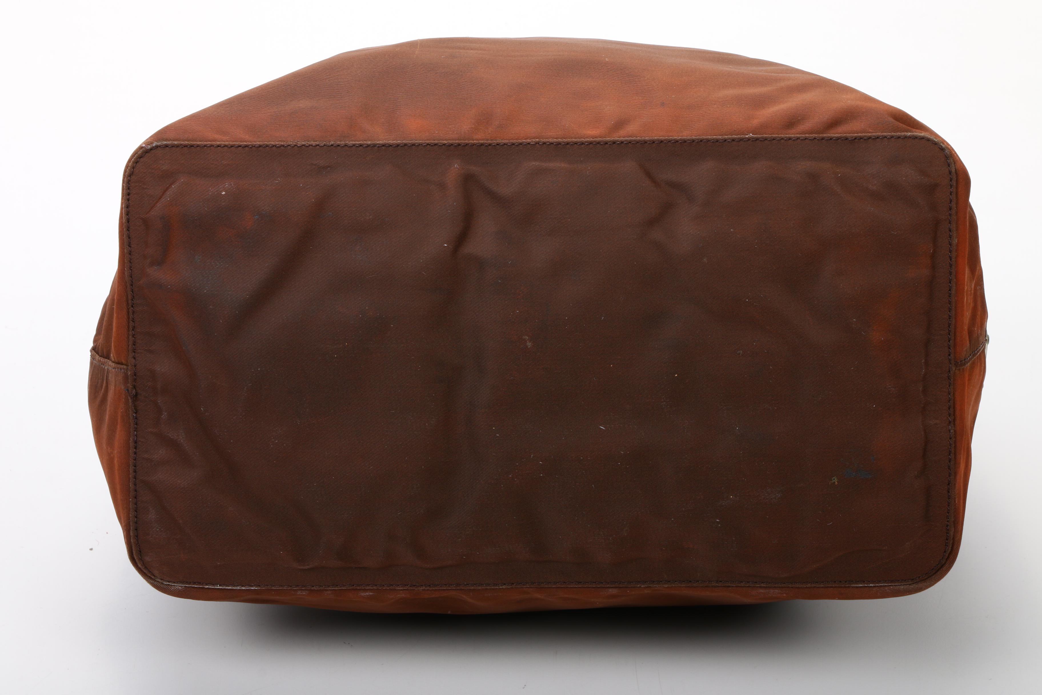 Prada Brown Nylon and Lucite Top Handle Tote Bag