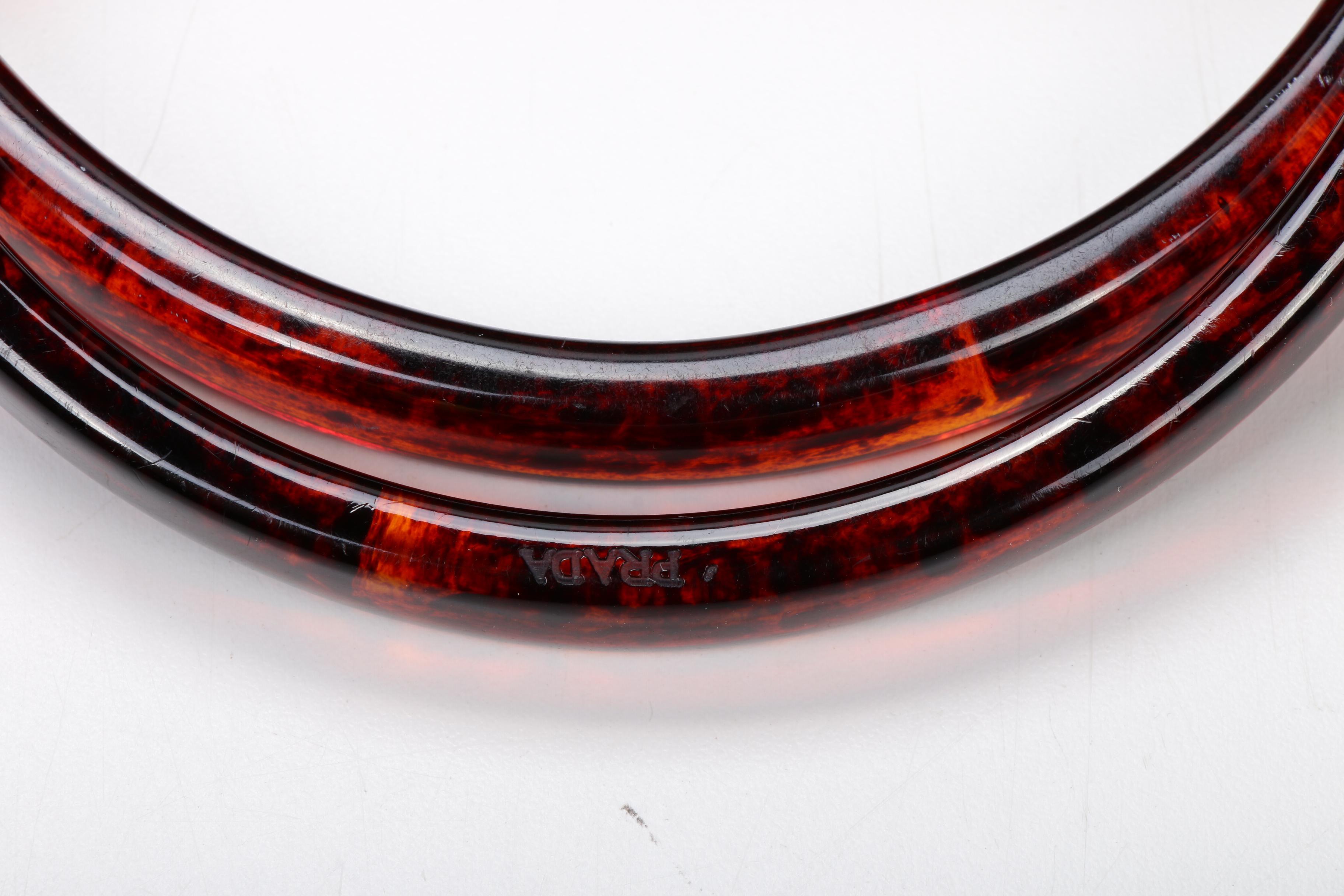 Prada Brown Nylon and Lucite Top Handle Tote Bag