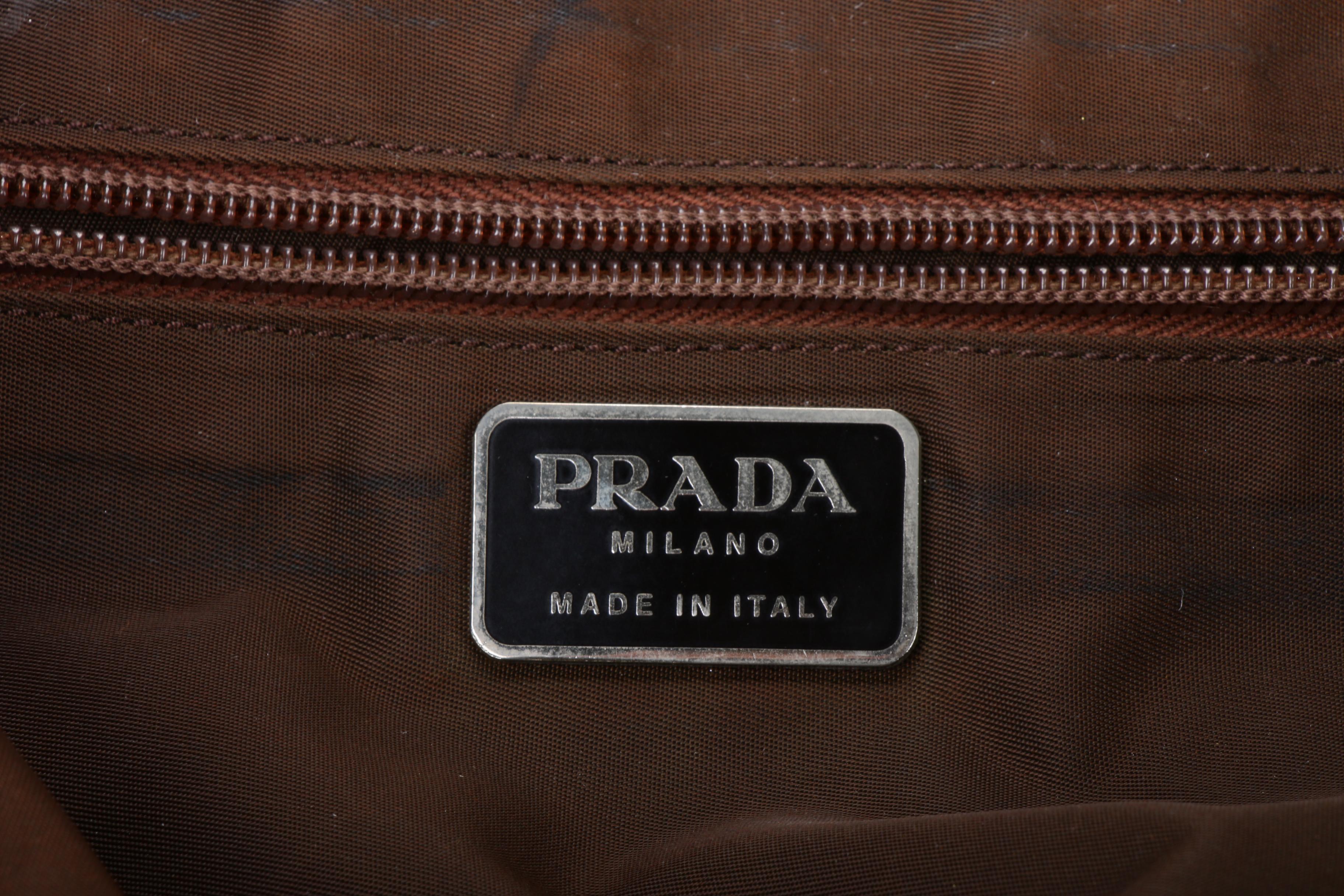 Prada Brown Nylon and Lucite Top Handle Tote Bag