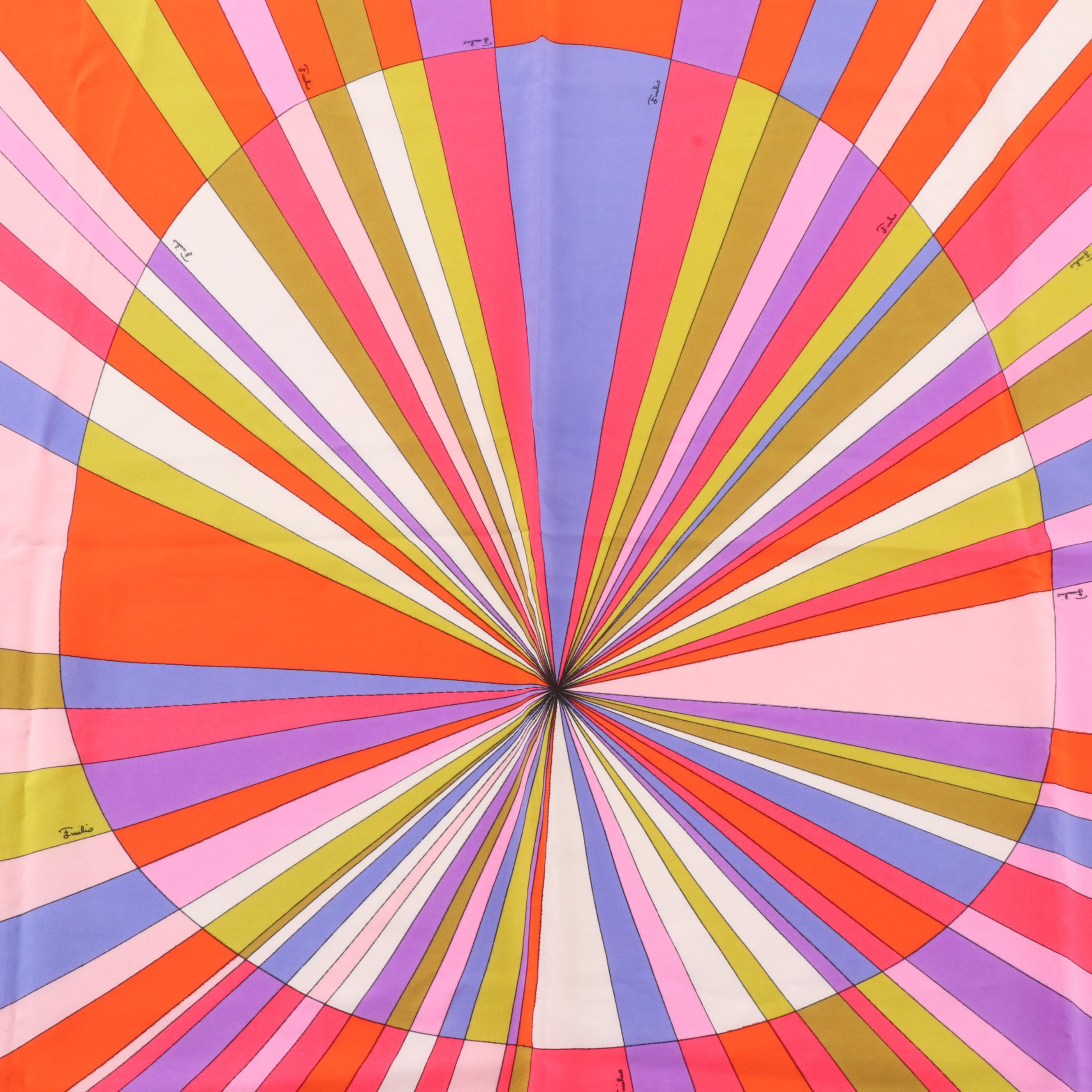 Emilio Pucci Geometric Multicolor Silk Scarf for Saks Fifth Avenue, 1960s