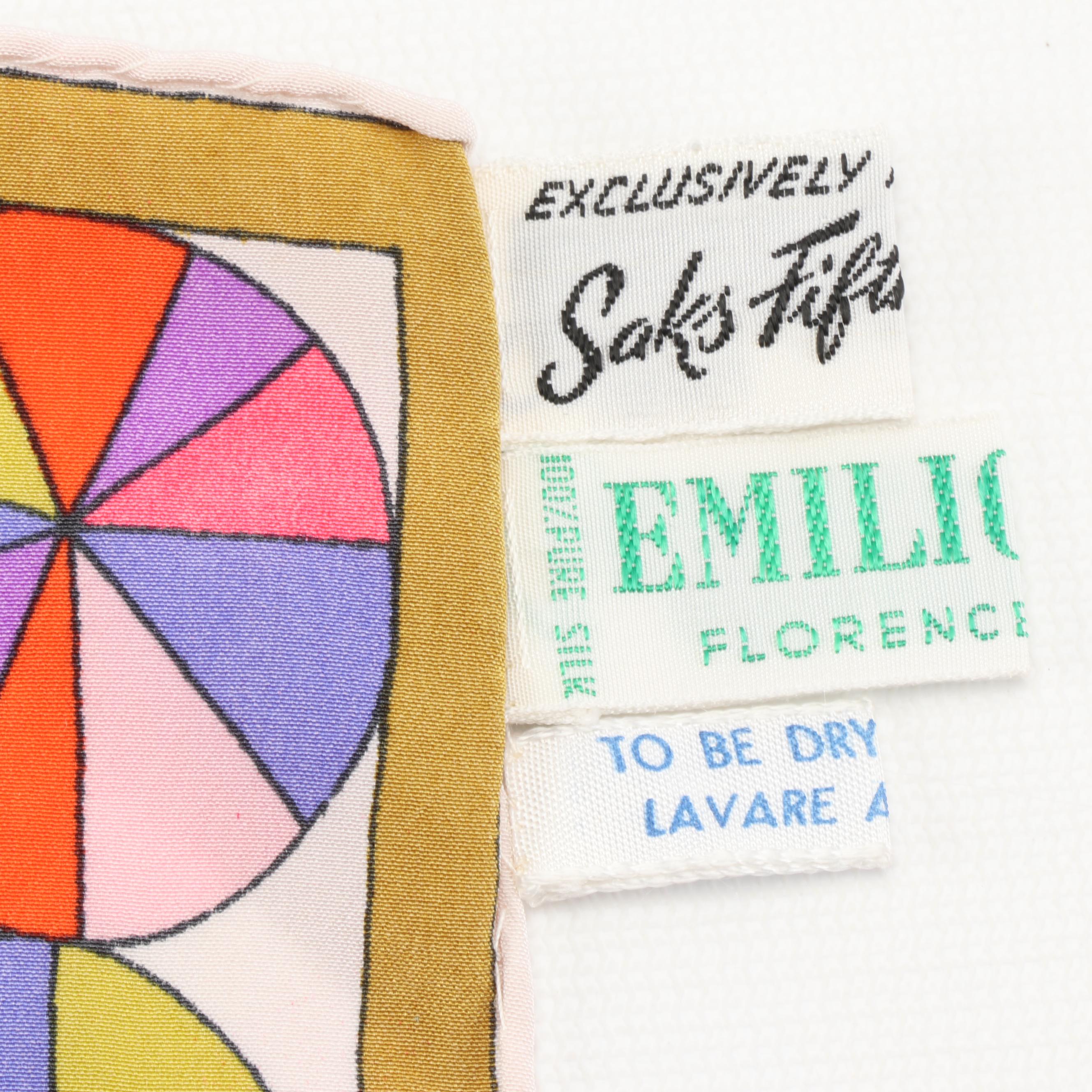 Emilio Pucci Geometric Multicolor Silk Scarf for Saks Fifth Avenue, 1960s