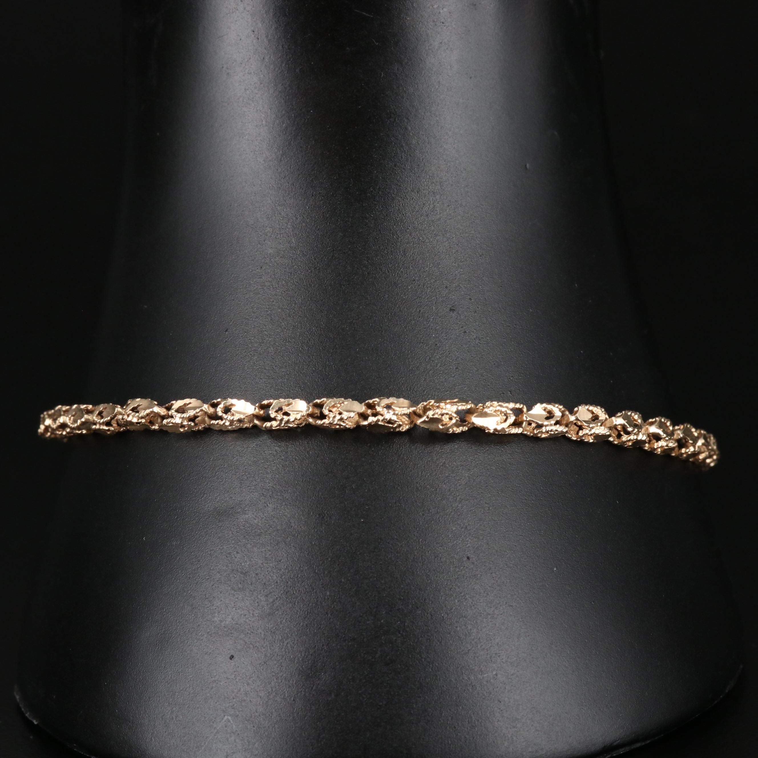 14K Gold Turkish Rope Link Bracelet