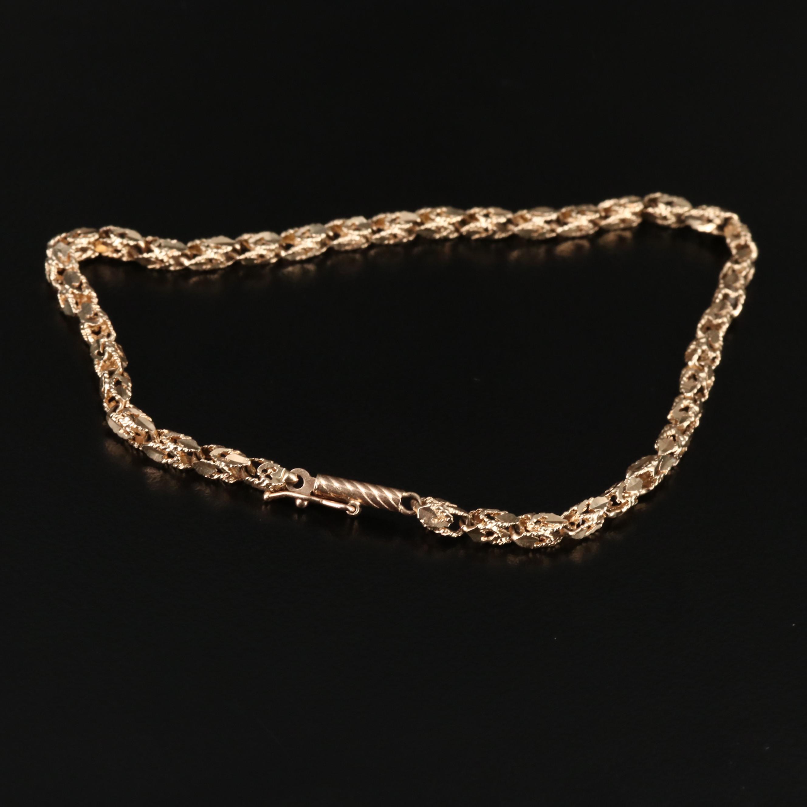 14K Gold Turkish Rope Link Bracelet