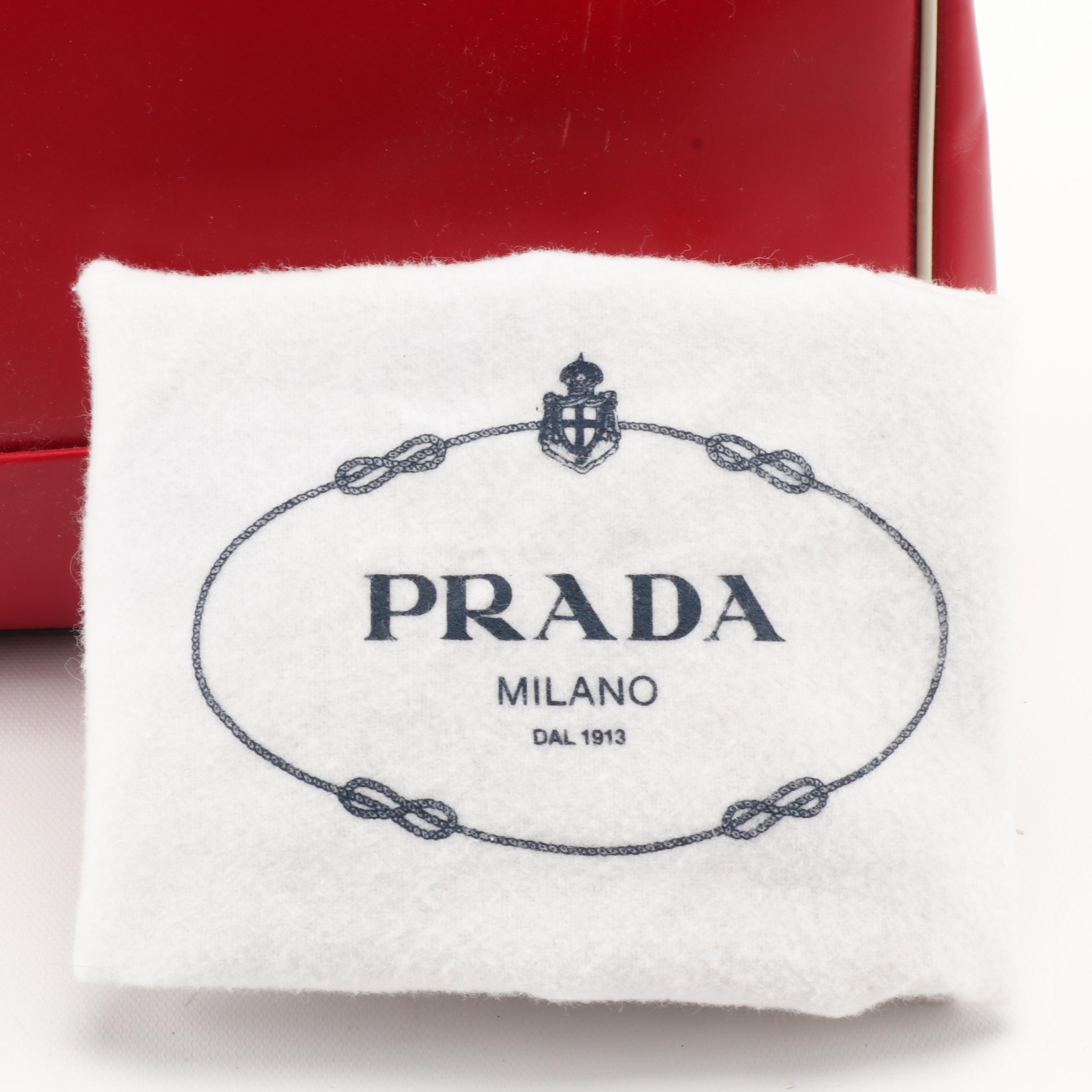 Prada Red Leather Vitello Frame Handbag with Off-White Leather Trim