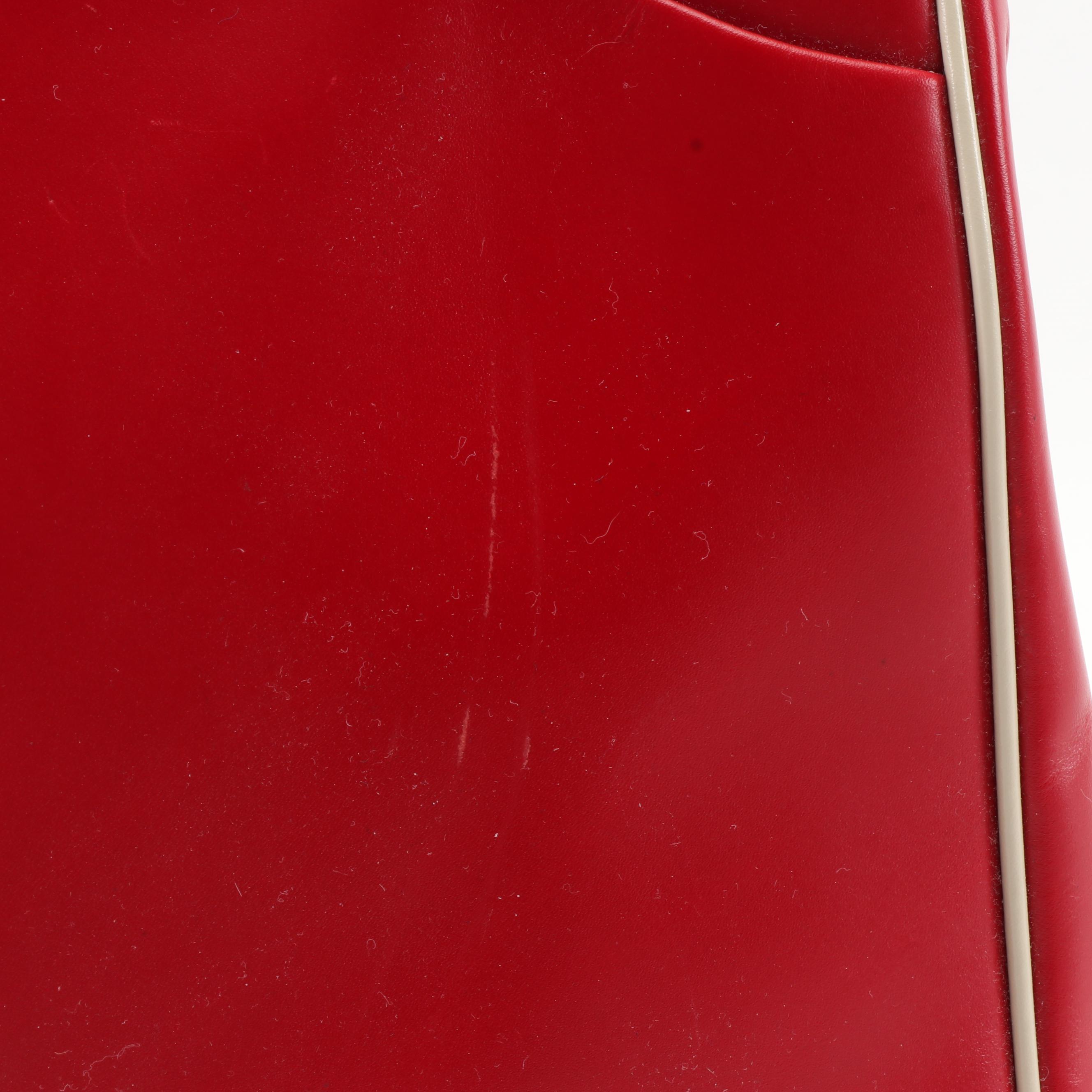 Prada Red Leather Vitello Frame Handbag with Off-White Leather Trim